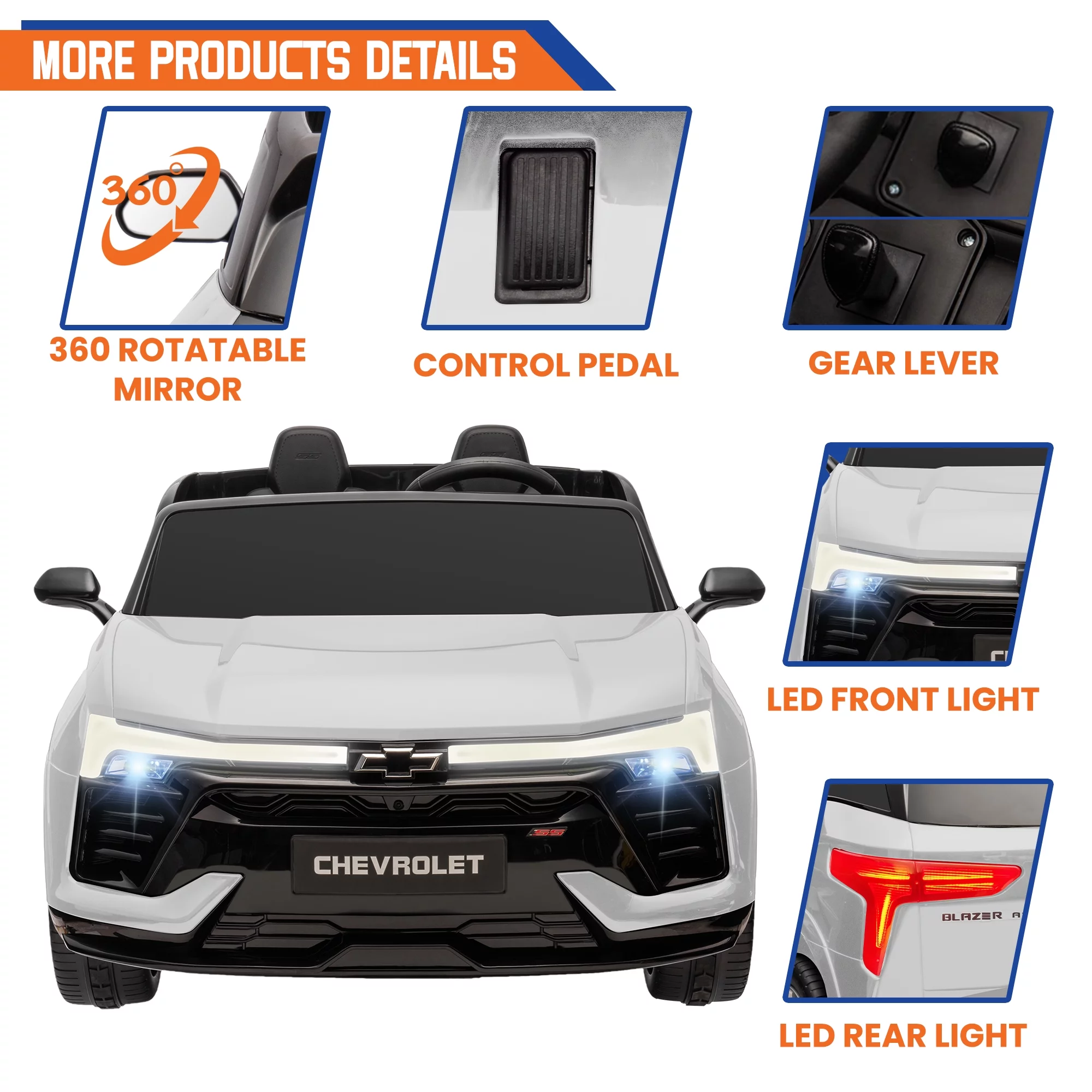 24V Kids Ride on Car, Licensed Chevrolet Blazer EV SS 2 Seater Ride on Toy Truck with Remote, Electric Cars for Kids Boys Girls, LED Lights,MP3 Music, Bluetooth Black - Womvr