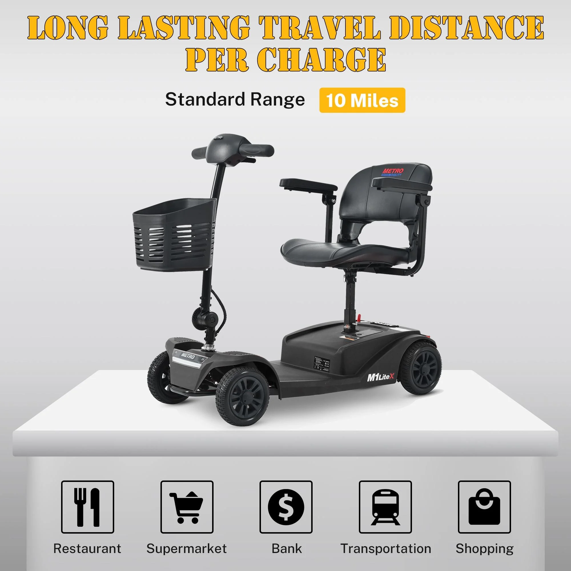 Segmart Mobility Scooter for Seniors, Heavy Duty 4-Wheel Mobile Device with Front & Rear Light, 300lbs, Black - Womvr