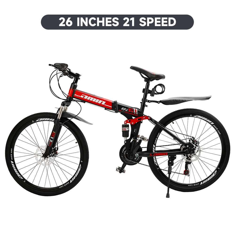 ARTUDATECH Full Suspension Mens Mountain Bike, Shimano 21 Speed, 26 Inch Wheel, Dual Disc Brake Bike for Men Womens Adult Bicycle - Womvr