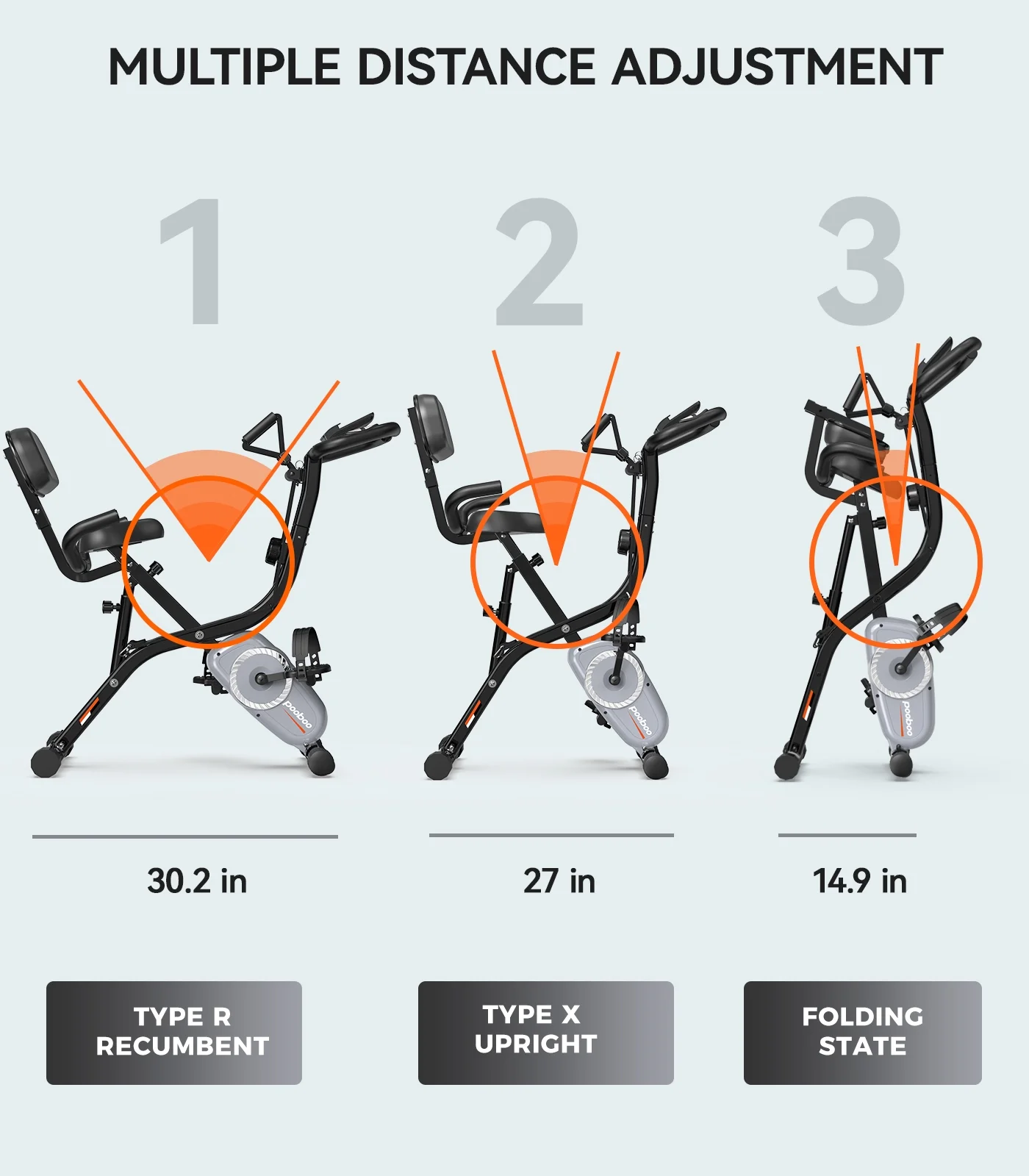 Pooboo 4in1 Folding Exercise Bike Indoor Cycling Bike Stationary Magnetic x Bike Gym Workout 300lb - Womvr