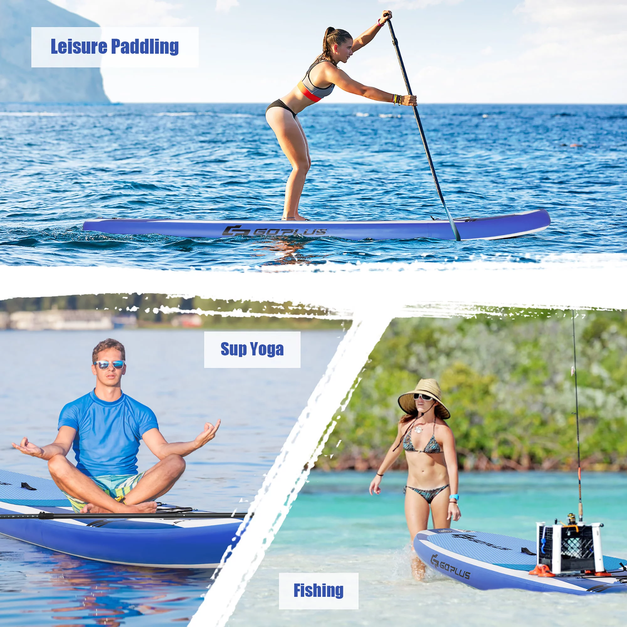 Goplus 11ft Inflatable Stand Up Paddle Board 6'' Thick W/Leash Backpack Aluminum Paddle Yellow - Womvr