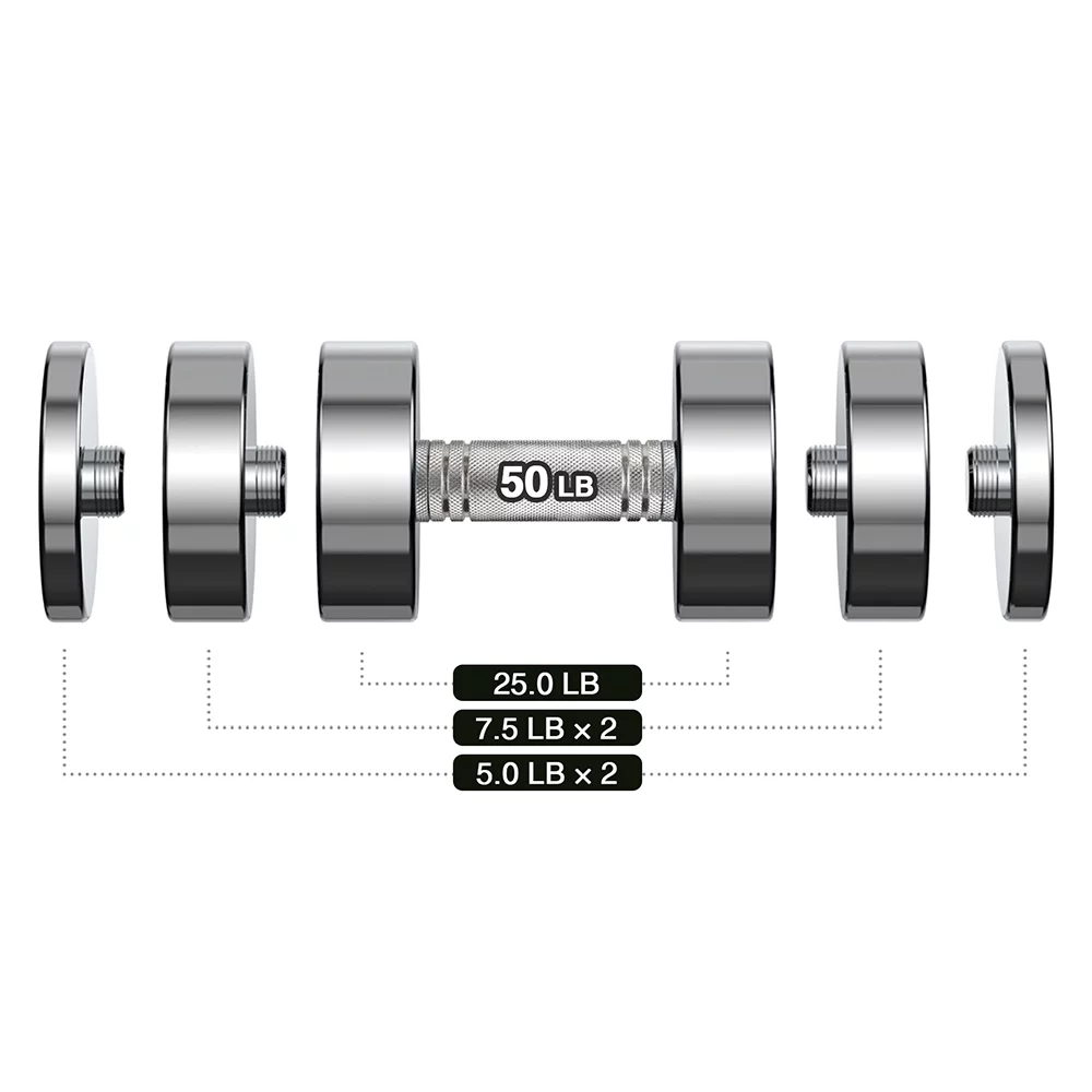 Northdeer Adjustable Dumbbells Pair Steel Weight Set 5lb 10lb 15lb 20lb 30lb 50lb Weights for Lifting Gym Fitness with Foam Handle, Silver - Womvr
