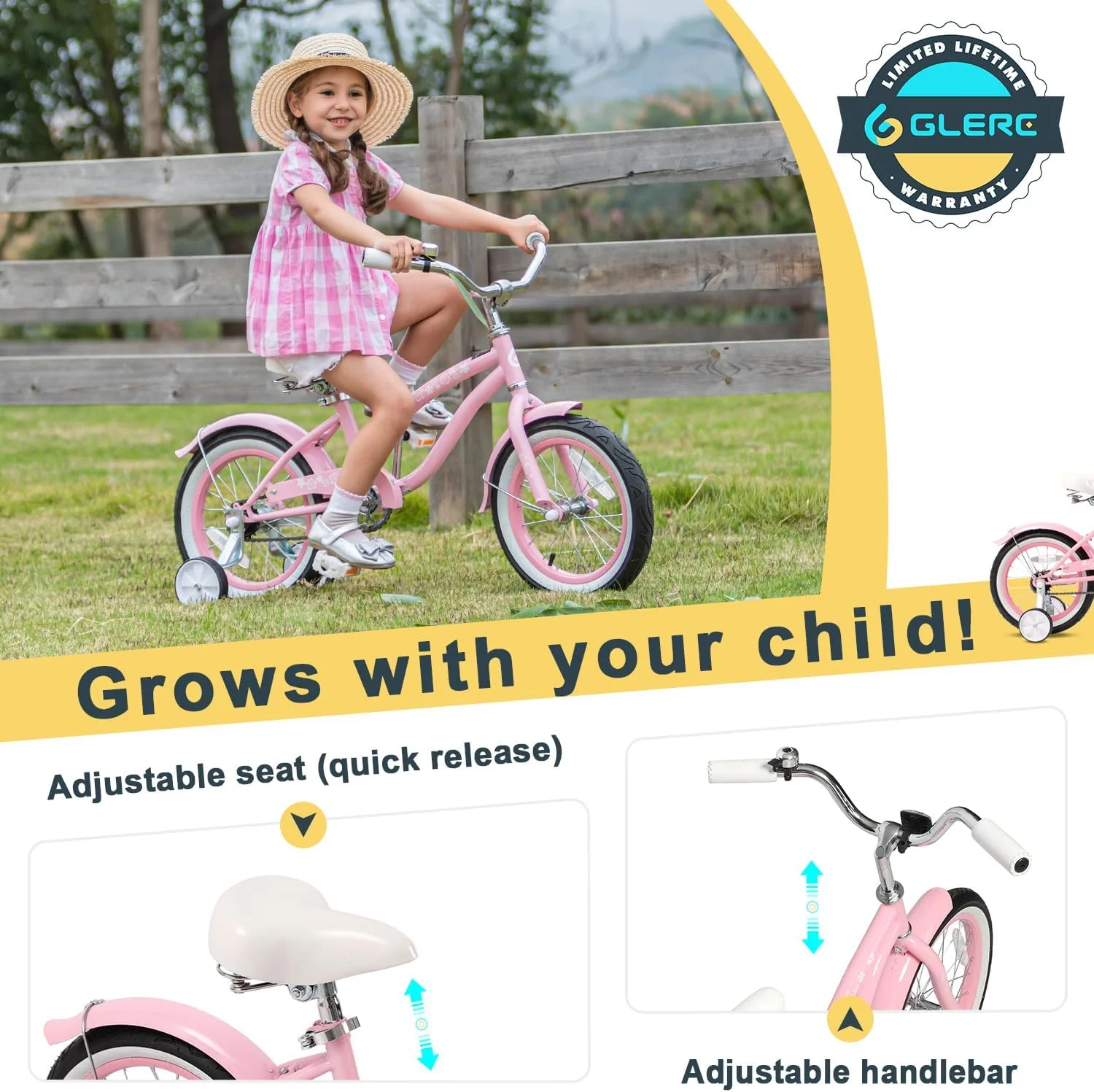 Glerc 16 inch Kids Cruiser Girls Bike for Child 4-7 Years,Mint Green - Womvr