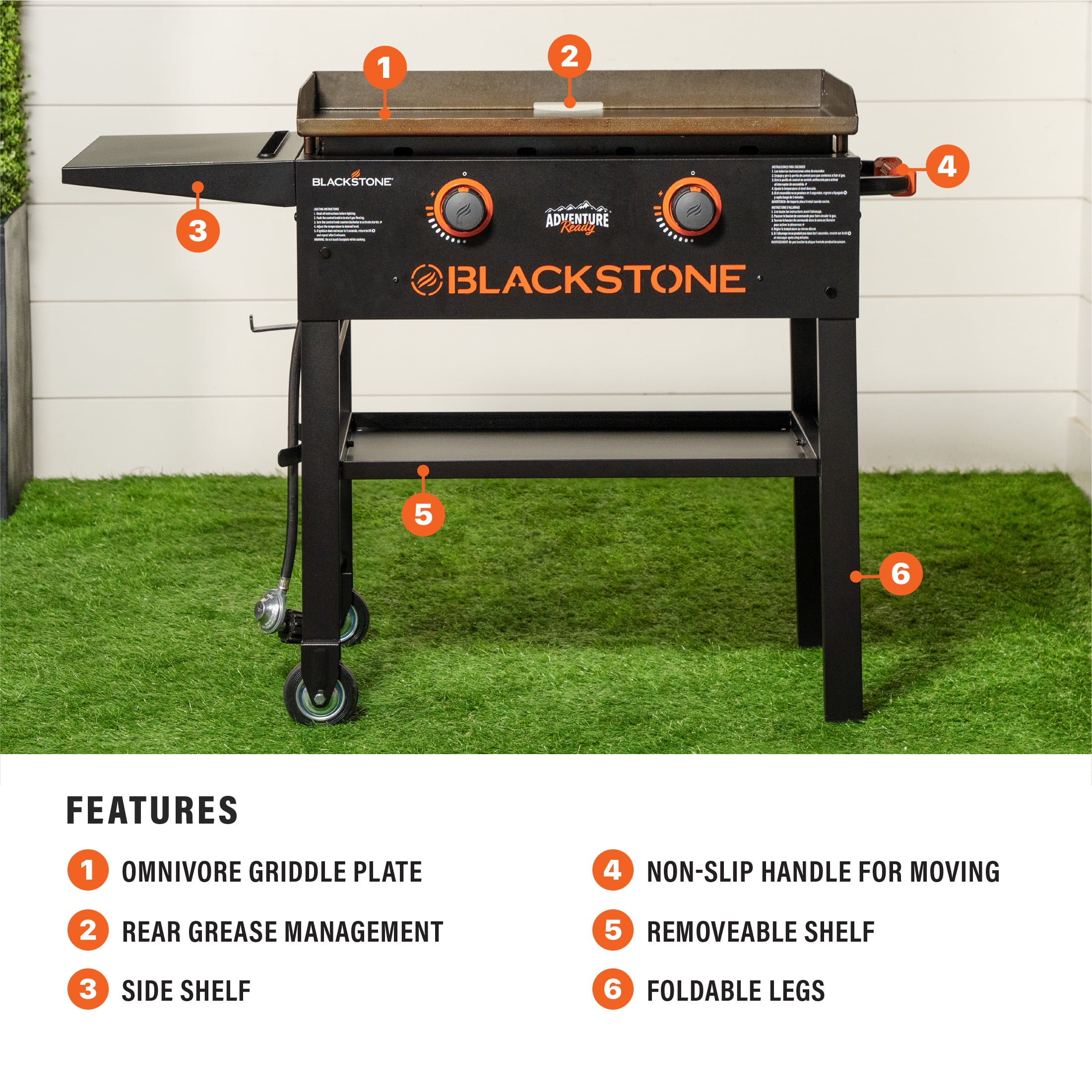 Blackstone Adventure Ready 2-Burner 28” Propane Griddle with Omnivore Griddle Plate - Womvr