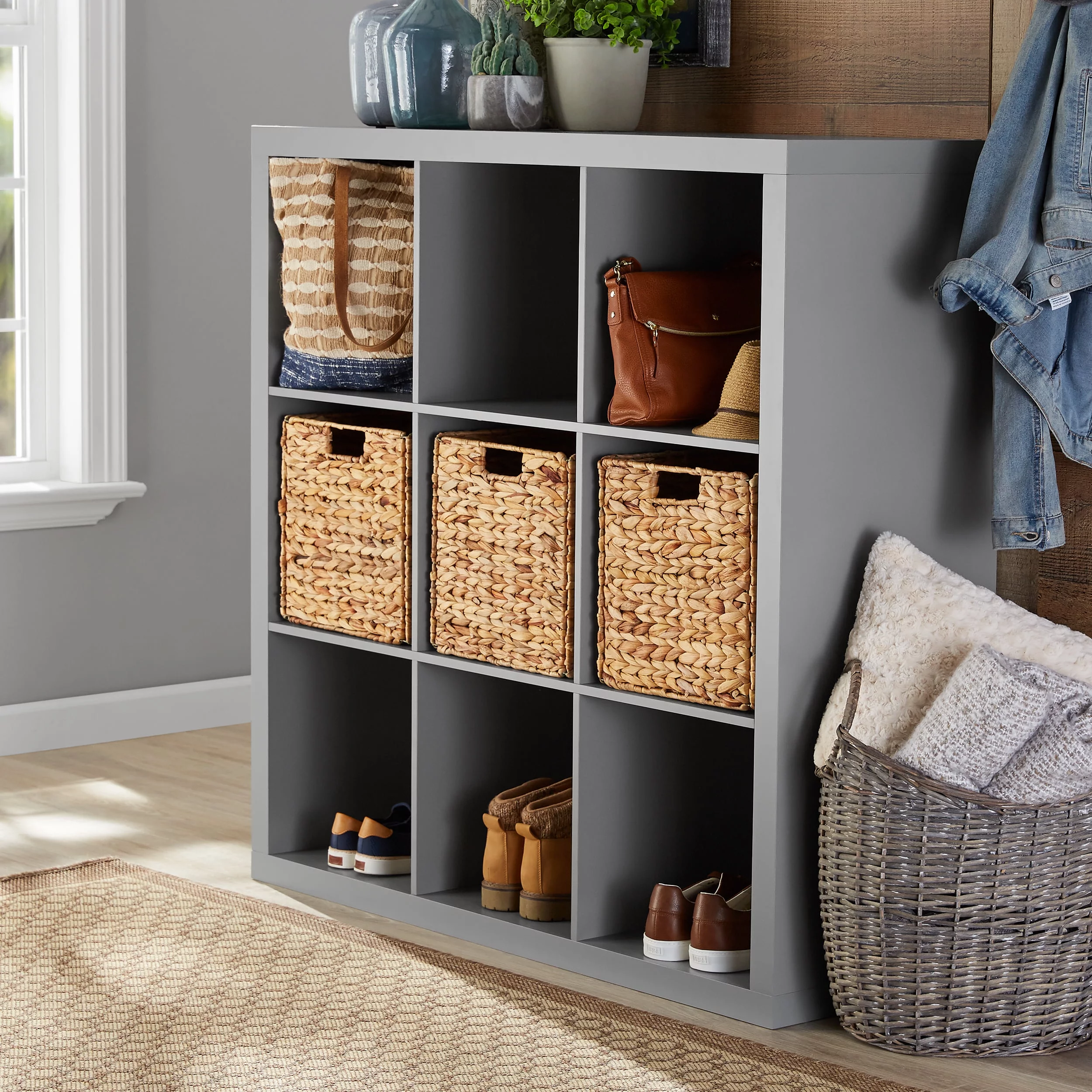 Better Homes & Gardens 9-Cube Storage Organizer, Natural - Womvr