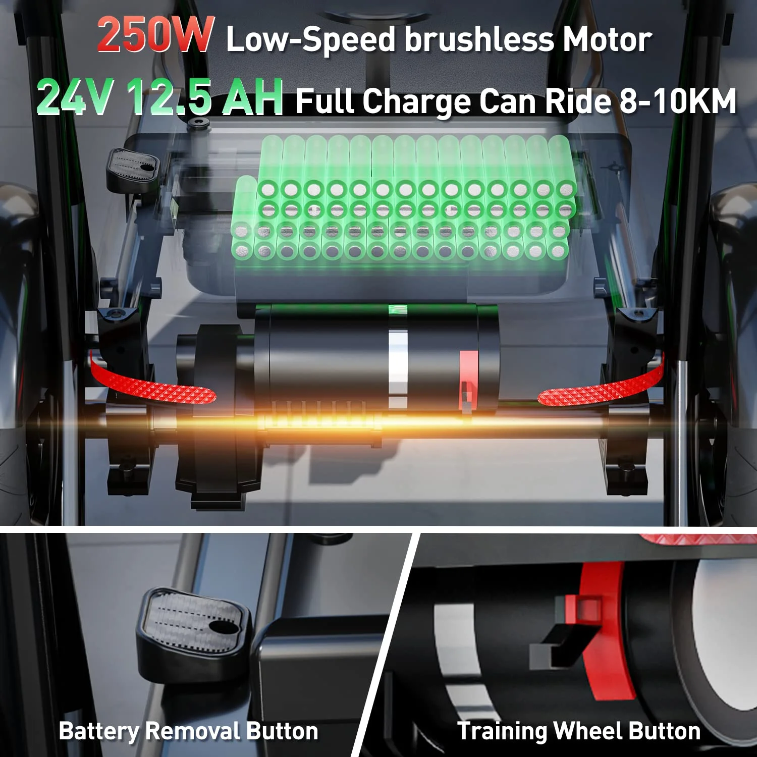 Luxury 4 Wheel Scooter - Portable Folding Mobility Scooter - Power Electric Mobility Scooters for Seniors, Adults - Womvr