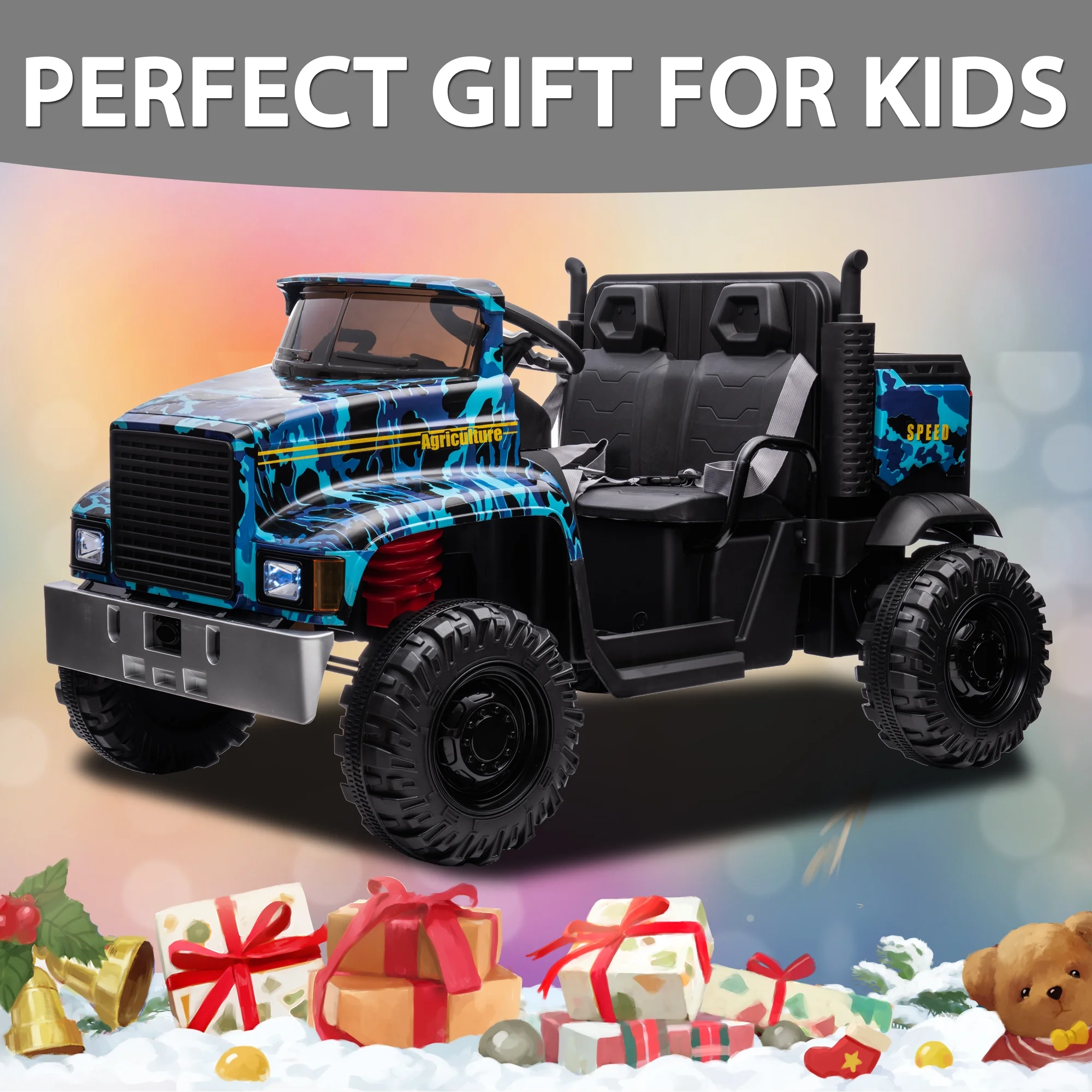 Hikiddo JC222 24V Ride on Toy, Kids Ride On Dump Truck 2 Seater with Remote - Womvr