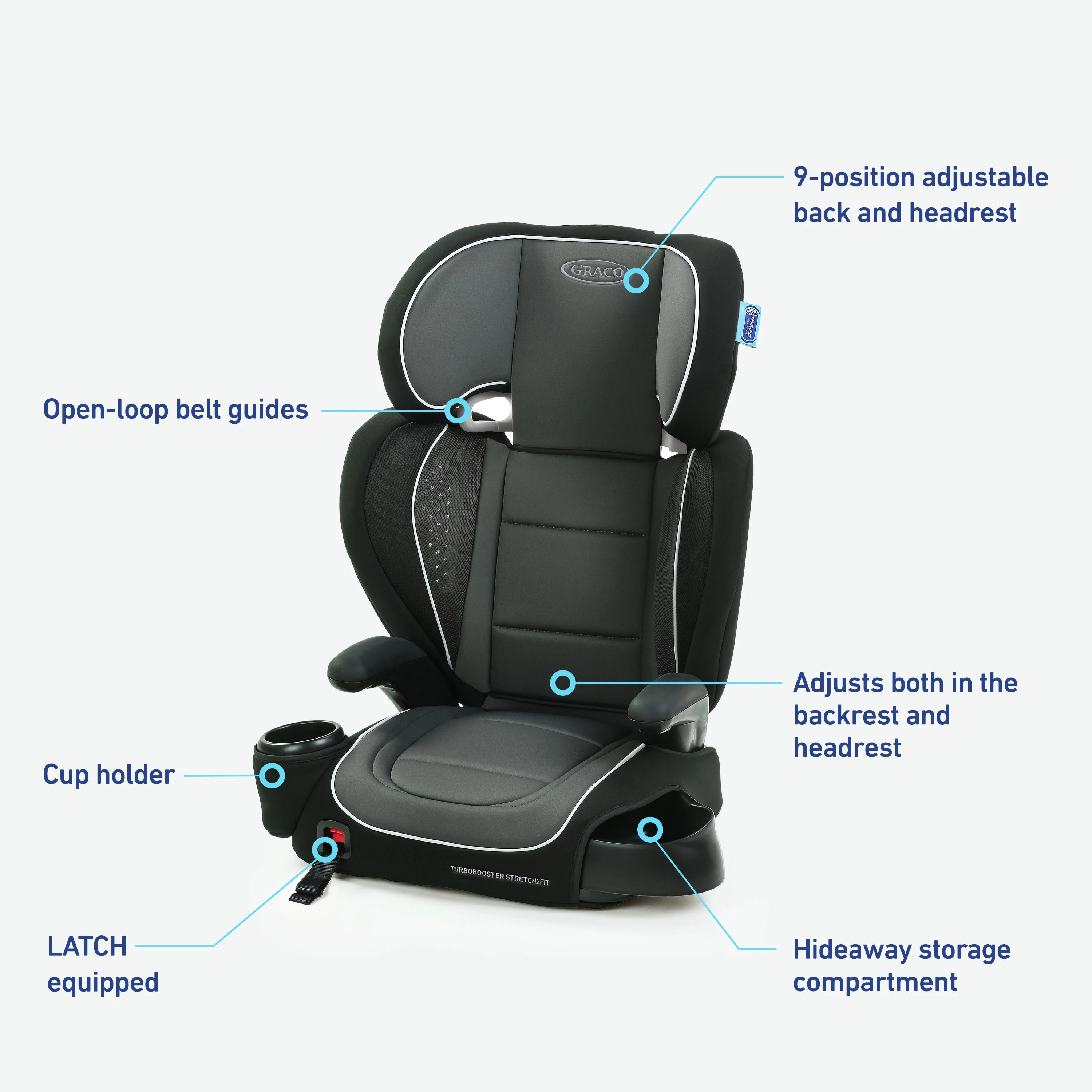 Graco TurboBooster Stretch2Fit Booster Seat, Ainsley - Womvr