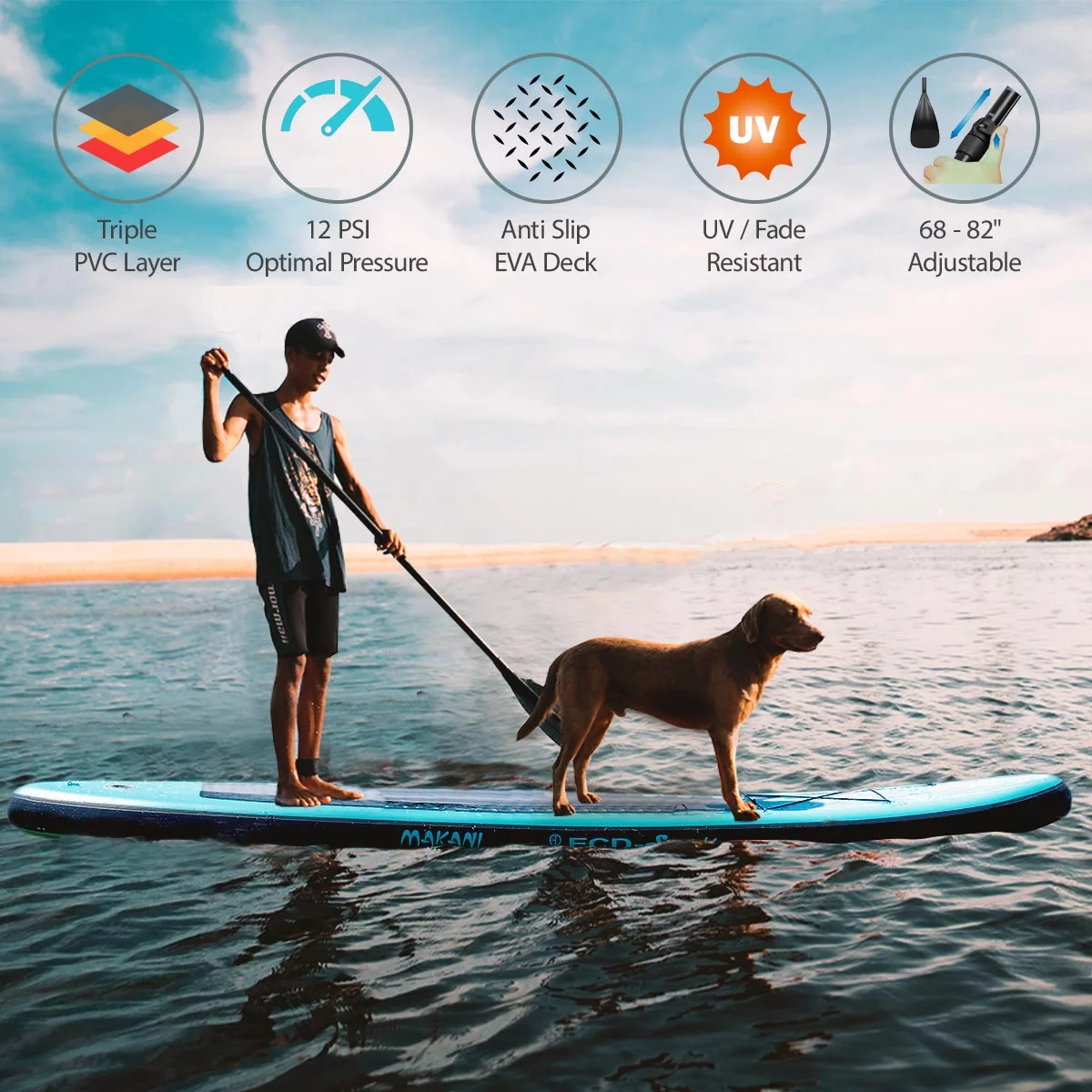 JSP Stand Up Inflatable Paddle Board 10.5' SUP Blow Up Boat 330 lb Capacity - Womvr