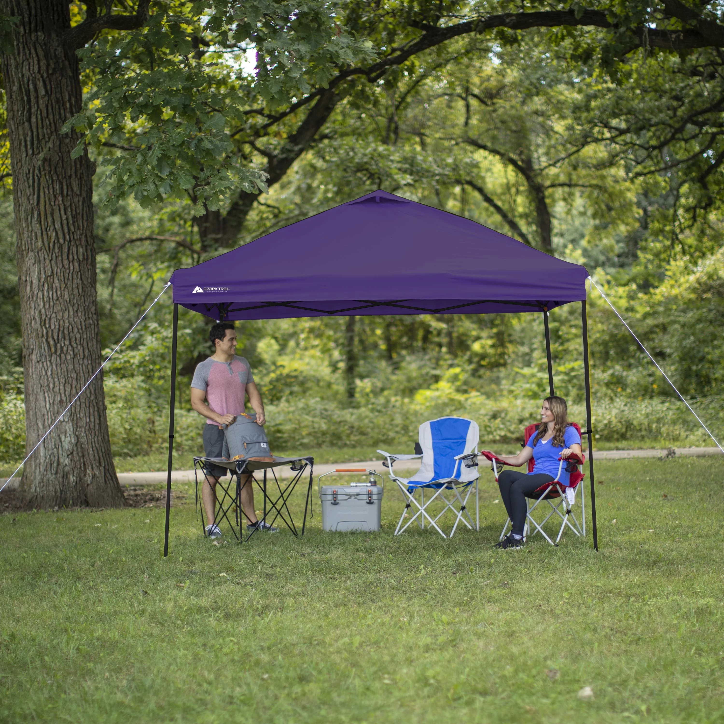 Ozark Trail Simple Push Straight Leg Instant Canopy, White, 10 ft x 10 ft - Womvr