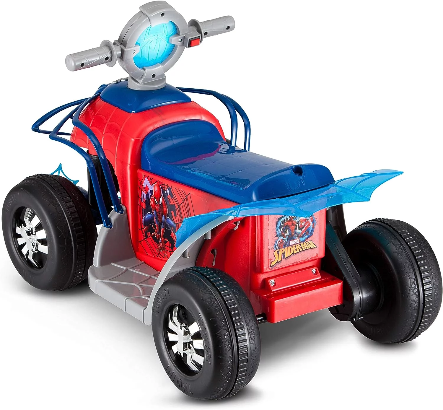 Kid Trax Toddler Marvel's Spider-Man Premium Toddler Quad Ride-On, Kids 18-30 Months, 6V Battery and Charger Included, Max Weight 45 lbs, Red - Womvr