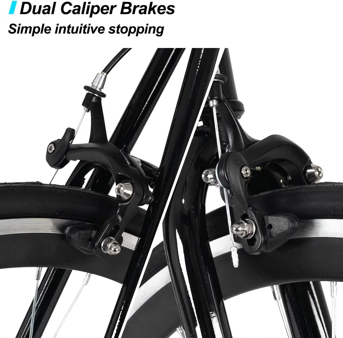 Hiland Road Bike, Single Speed Fixed Gear Bike with 700C Wheels, Commuter Bikes for Mens Womens Adult - Womvr