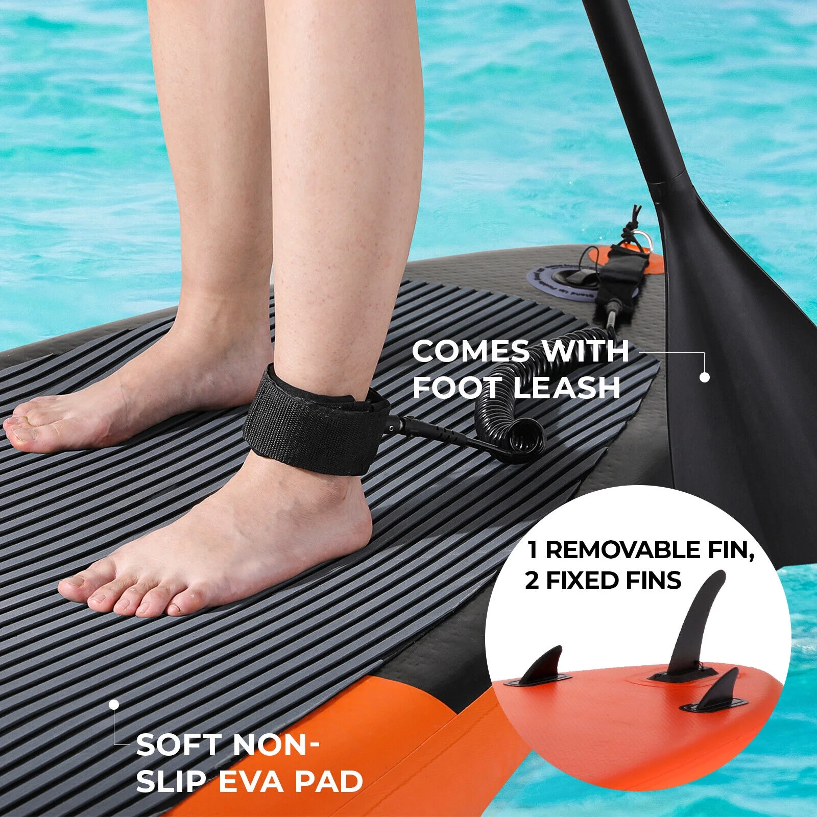 Pirecart 10ft Inflatable SUP Stand up Paddle Board with Backpack, Paddle, Leash - Womvr