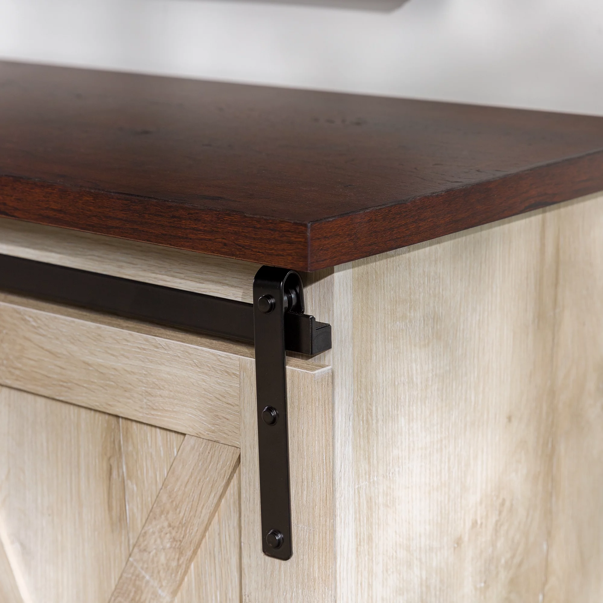 Woven Paths Farmhouse Sliding Barn Door TV Stand for TVs up to 65