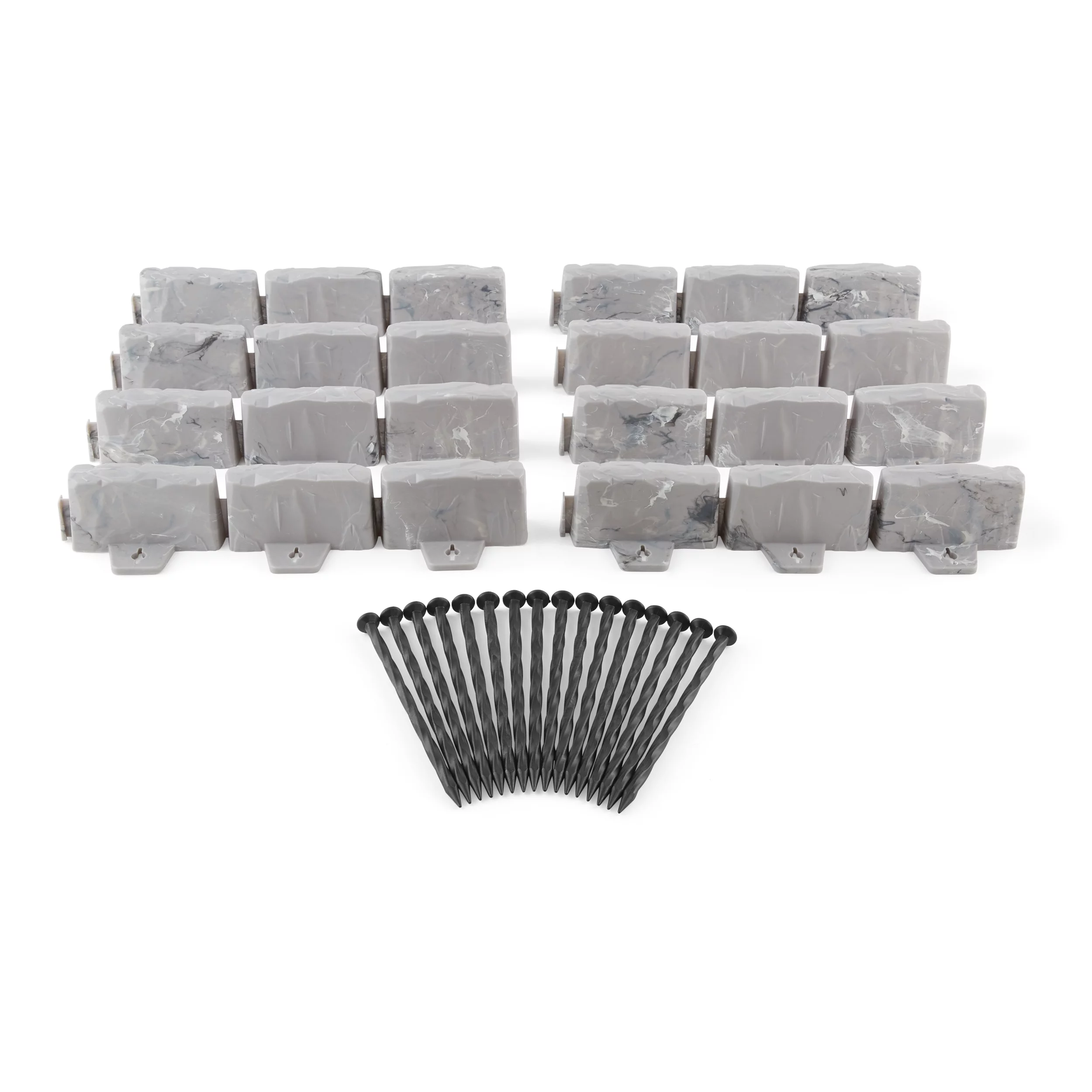 Expert Gardener Faux Stone No-Dig Landscape Edging, 10-ft., Plastic, Gray - Womvr