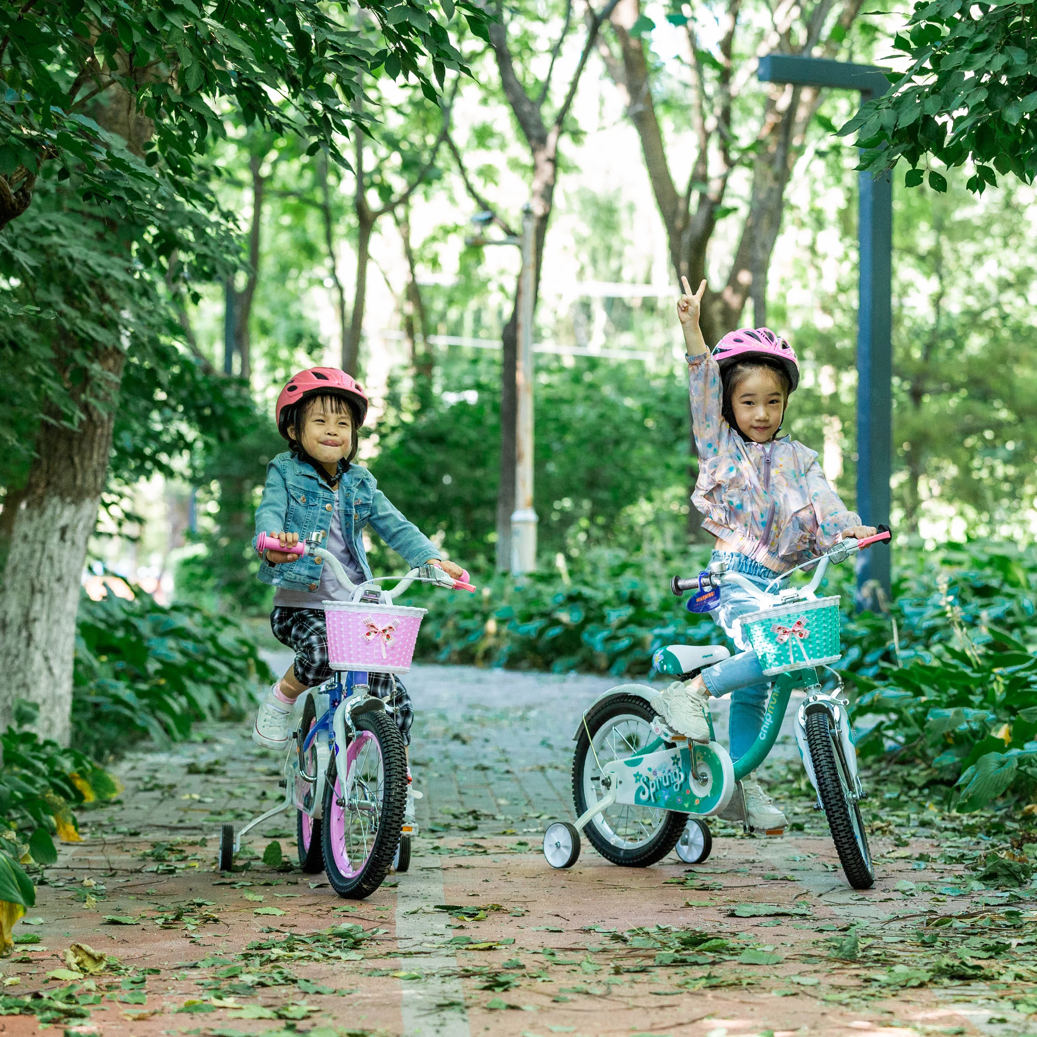 RoyalBaby Spring Kids Bike Girls 14 Inch Bicycle with Basket for Ages 3-9 Years Training Wheel Options Green - Womvr