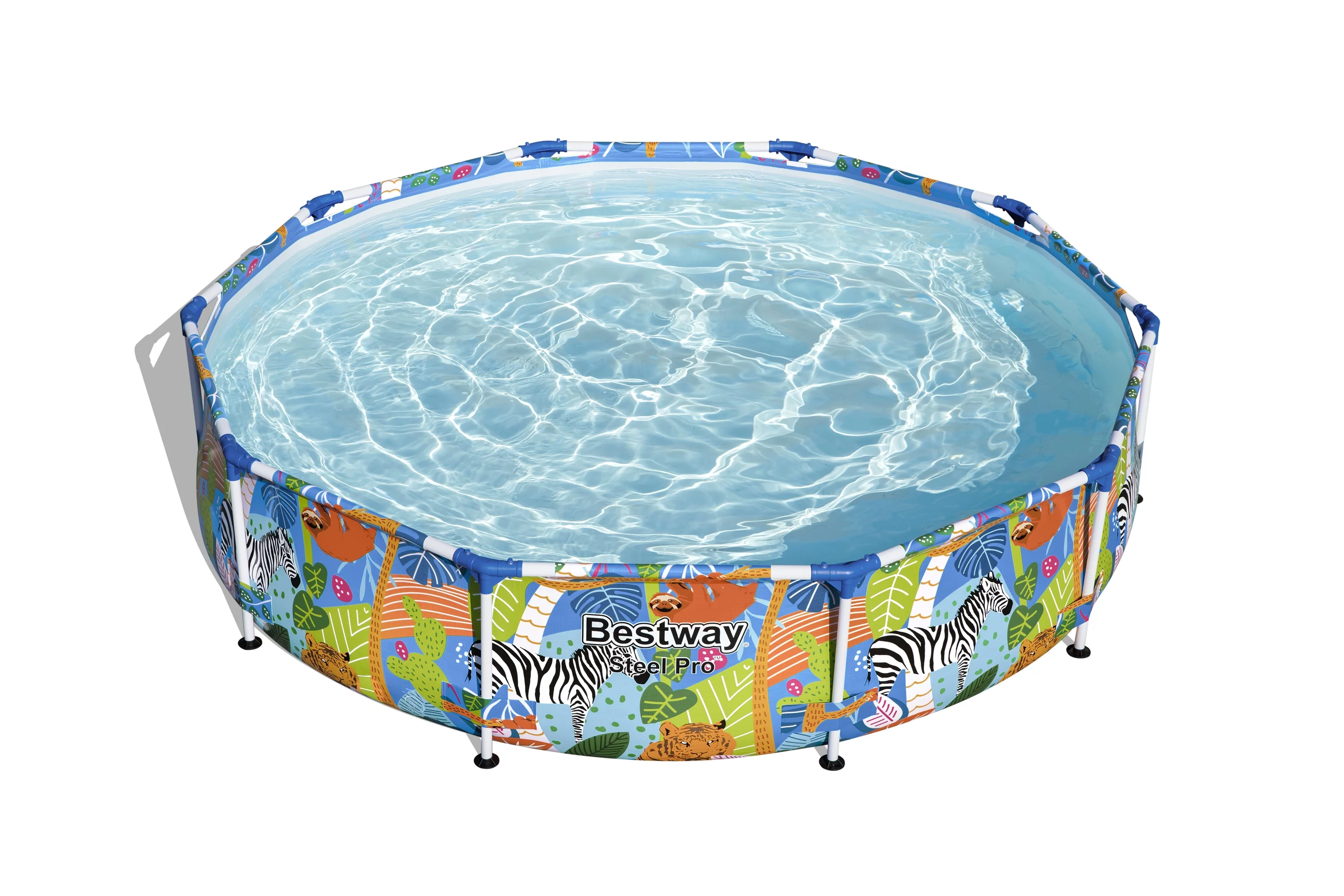 Bestway Steel Pro 10 ft. x 26 in. Round Metal Frame Above Ground Pool, Animal Print - Womvr
