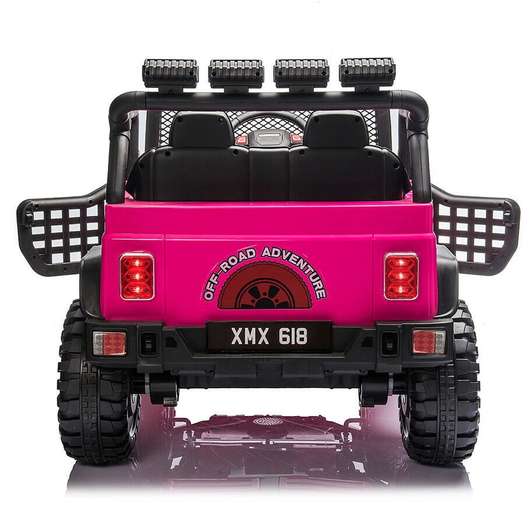 PWFE 12 Volt Kids Electric Car Kids Ride On Car with Remote Control, 2 Seats Kids Jeep with LED Lights, Wheels Suspension, Music, Horn, 110lbs Load(Pink) - Womvr