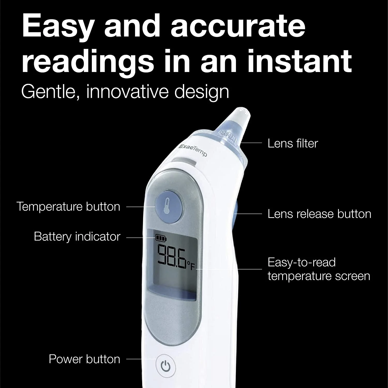 Braun ThermoScan 5 Ear Thermometer Digital Display, All Ages, White, IRT6500US - Womvr