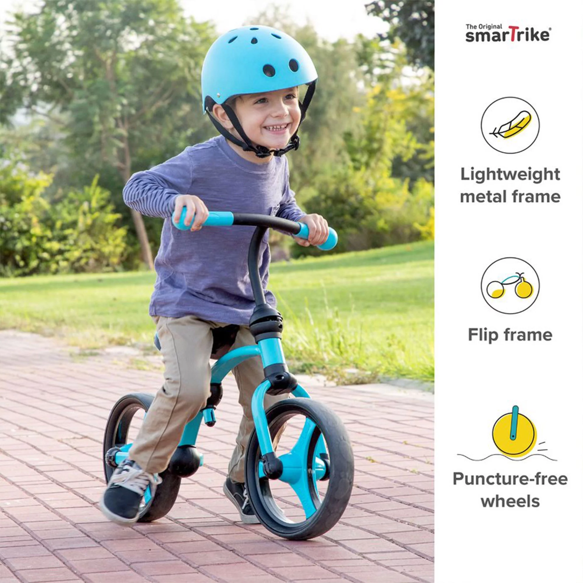 smarTrike Lightweight Adjustable Kids Running Bike 2 in 1 Balance Bike, Blue - Womvr