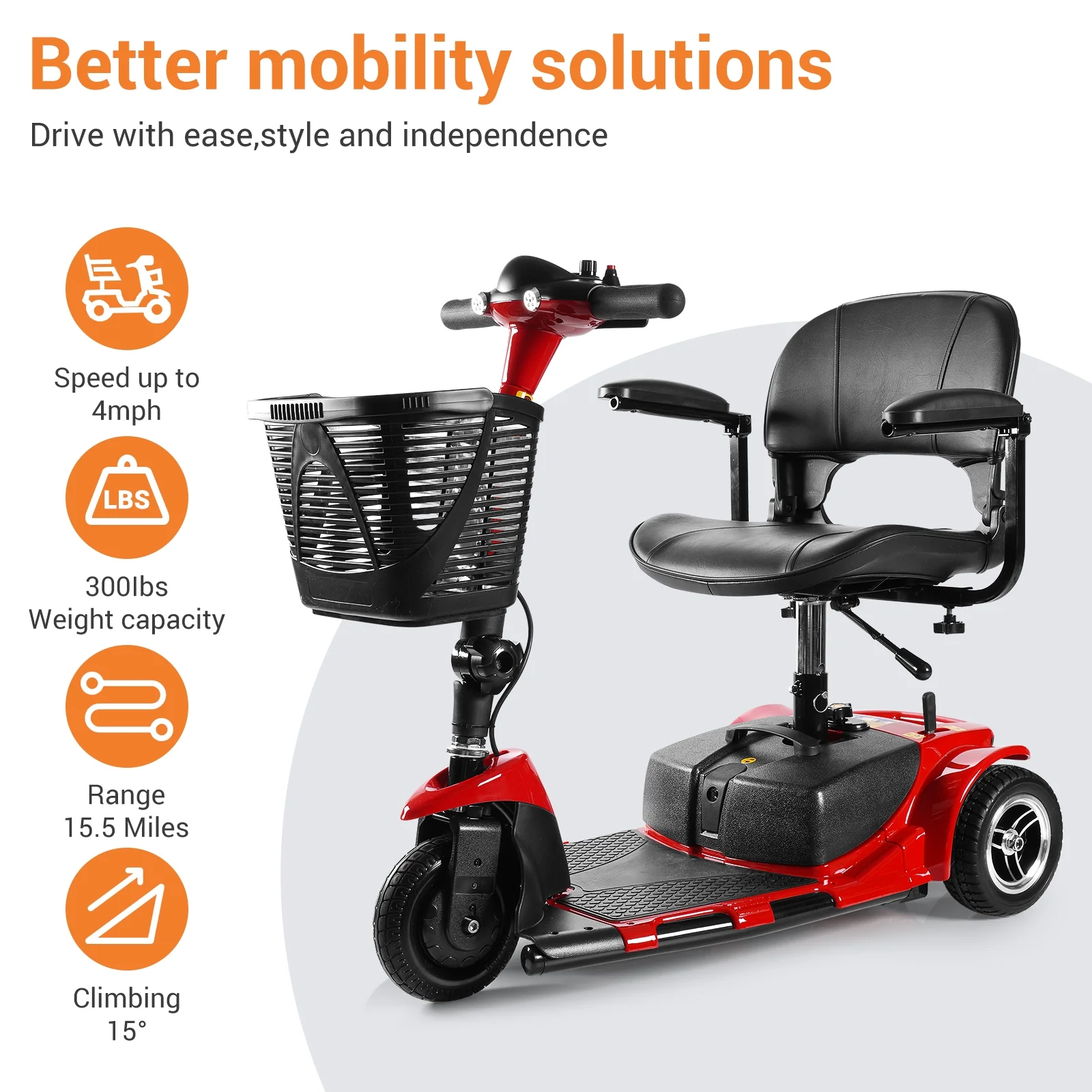 TEKAMON 4 Wheels Mobility Scooter - Portable Folding Power Electric Mobility Scooters for Seniors, Adults, Handicapped, Elderly - Range Extended Battery,Blue - Womvr