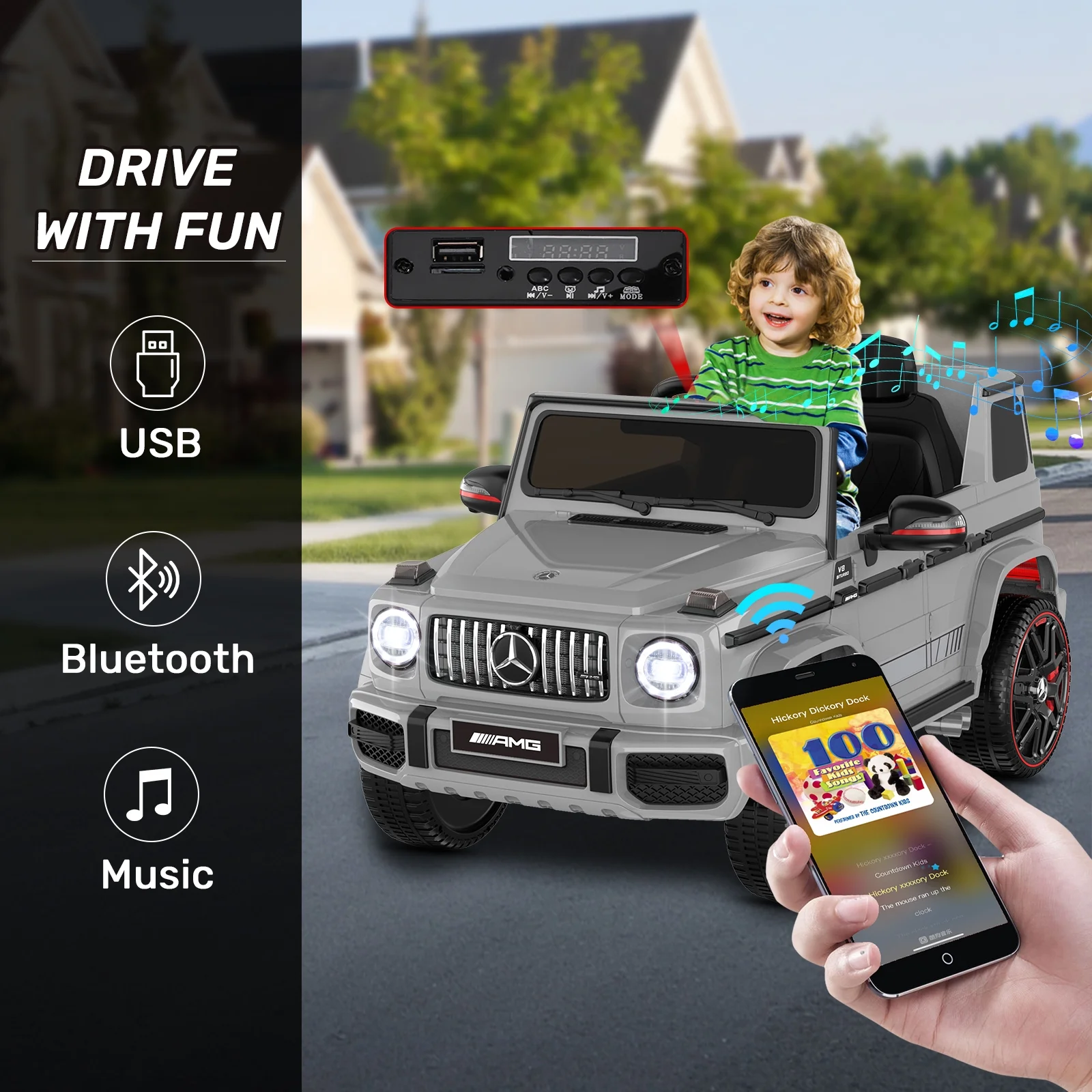 12Volt 1 Seater Mercedes-Benz G63 Licensed Powered Ride on Toy with Remote Control, Gift for Kids Aged 2~4 Years -Red - Womvr