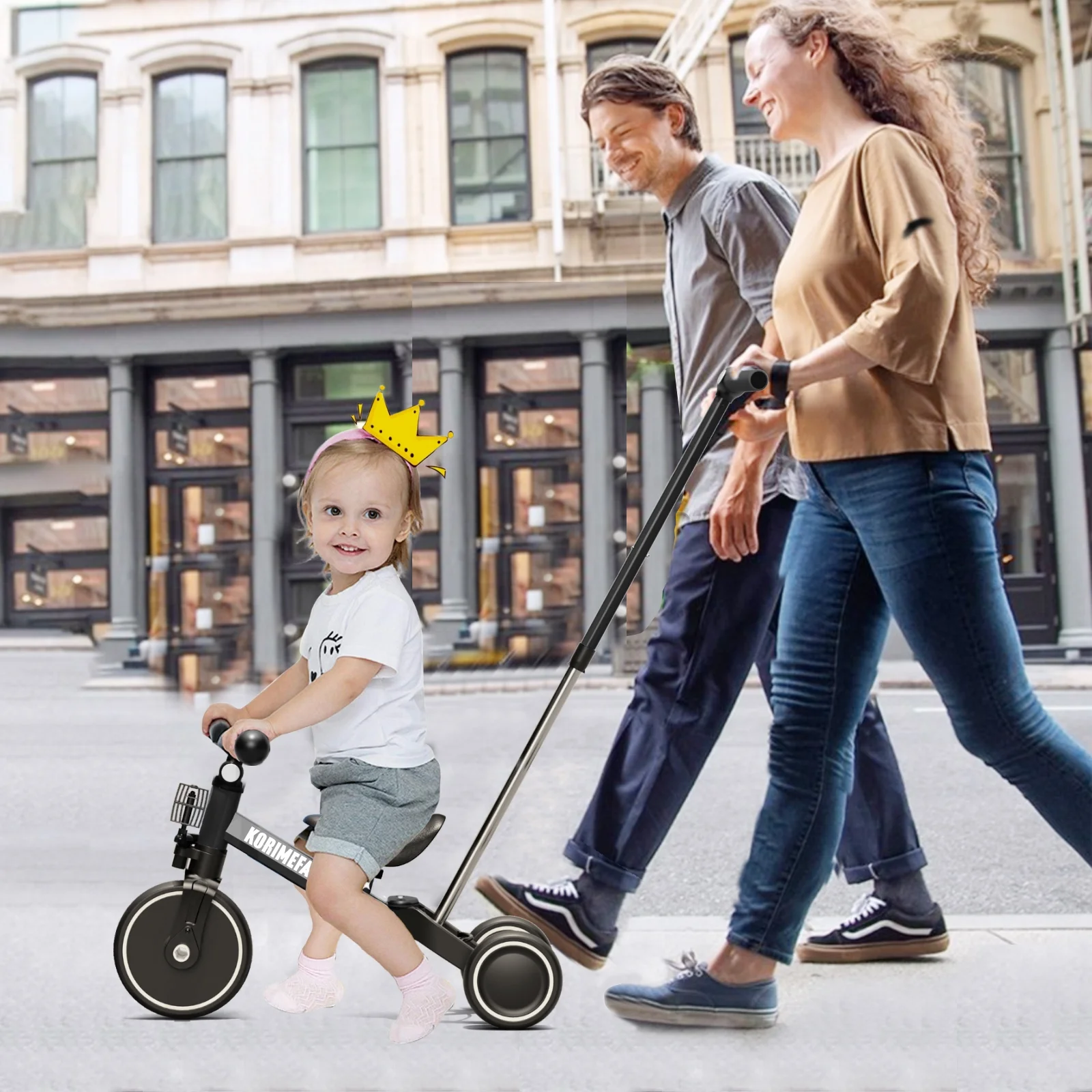 KORIMEFA Toddler Bike with Push Handle, Toddler Tricycle for Age 1 to 3 Years Old Boy Girl, Baby Bike Balance Bike - Womvr