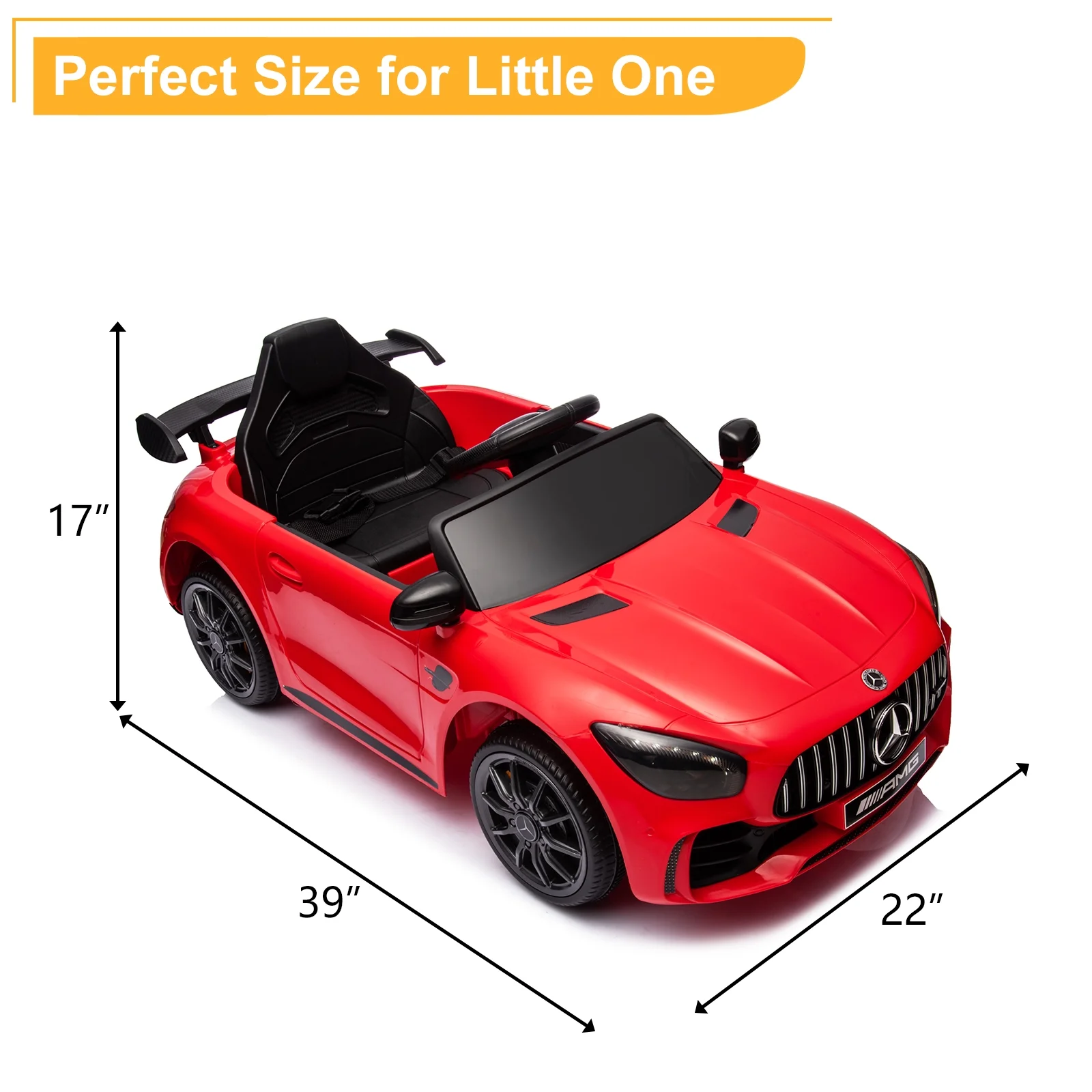 12V Ride on Car for Girls and Boys Licensed Mercedes Benz Electric Vehicle, MP3, Bluetooth, Ride On Toy for 3-5 Years Old, Red - Womvr