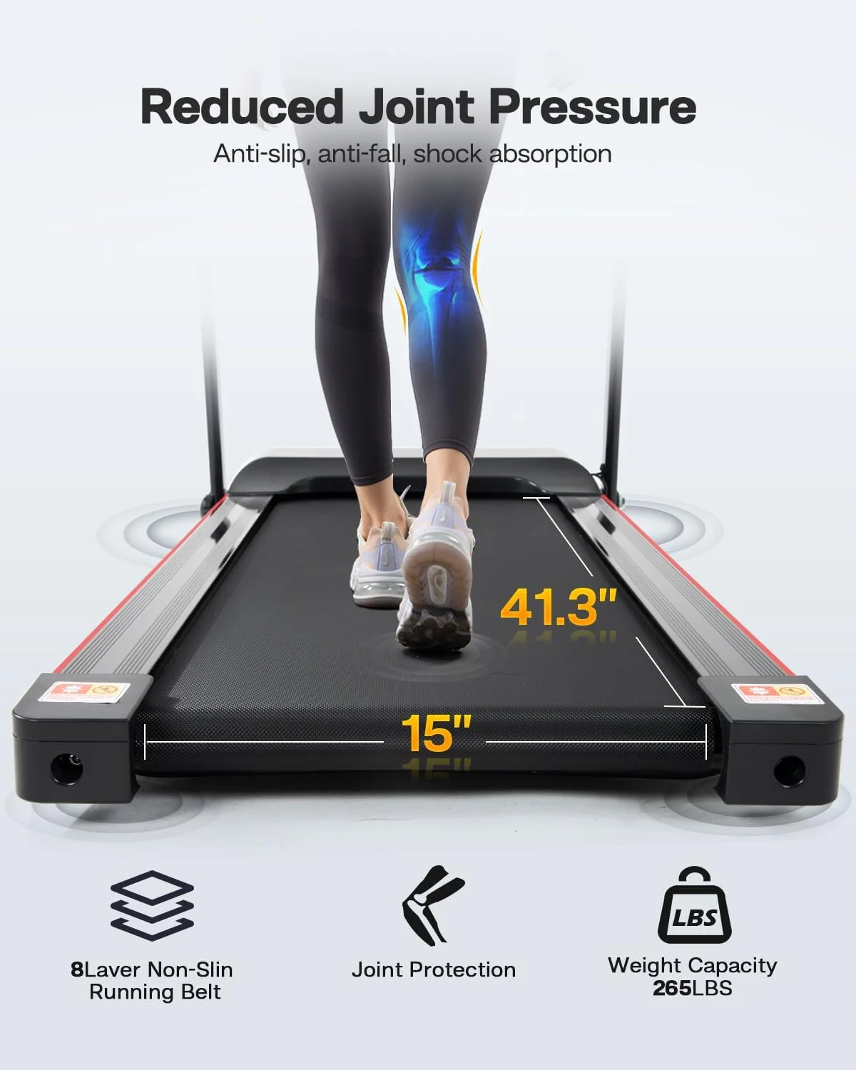 Foldable Treadmill with Incline and Bluetooth, 2.5HP Electric Folding Treadmill Running Walking Machine for Home Gym, Max 265 LBS Weight Capacity - Womvr