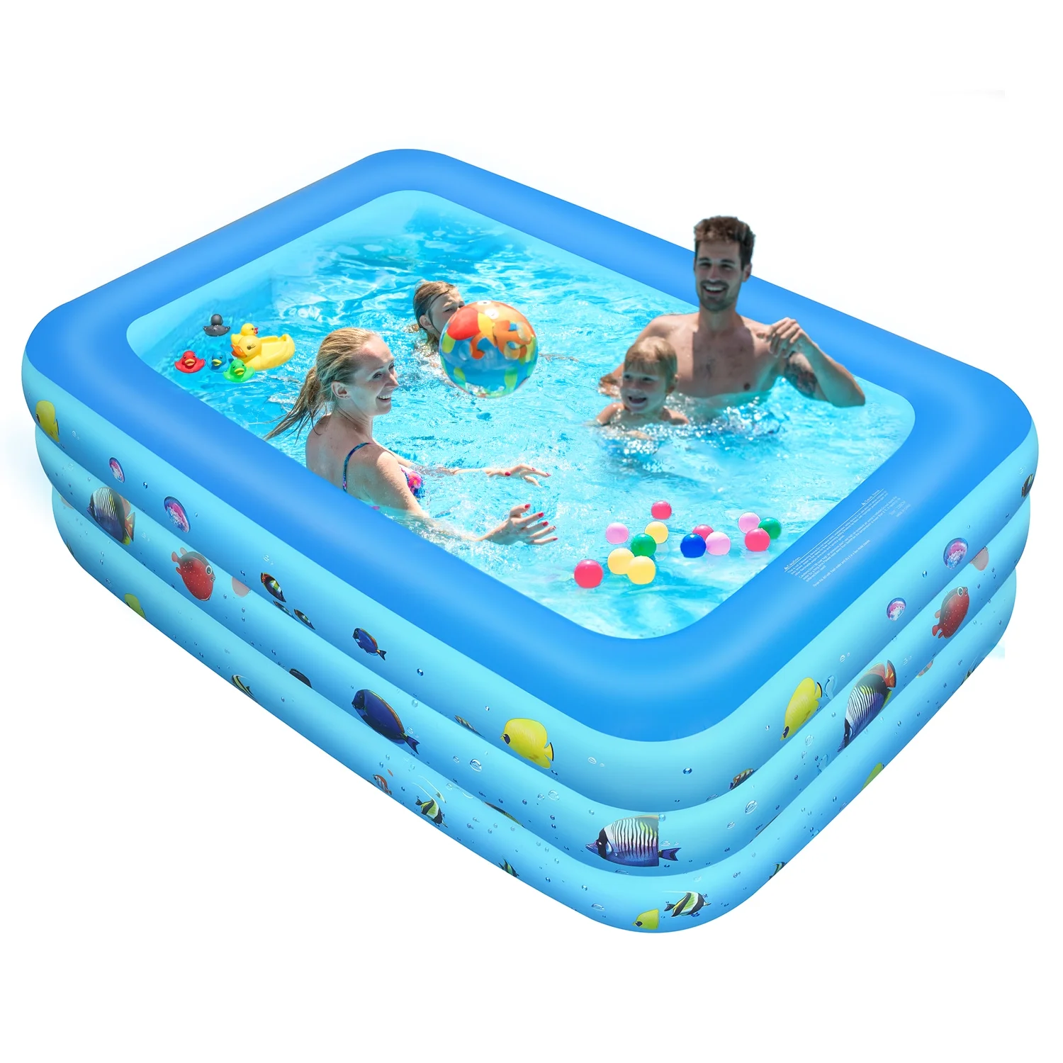 Inflatable Pool, Durable Thickened Blow up Kiddie Pool for Kids, Toddlers and Adults, BPA-Free Family Swimming Pool, 6.9 x 5 x 1.8 ft, Blue - Womvr