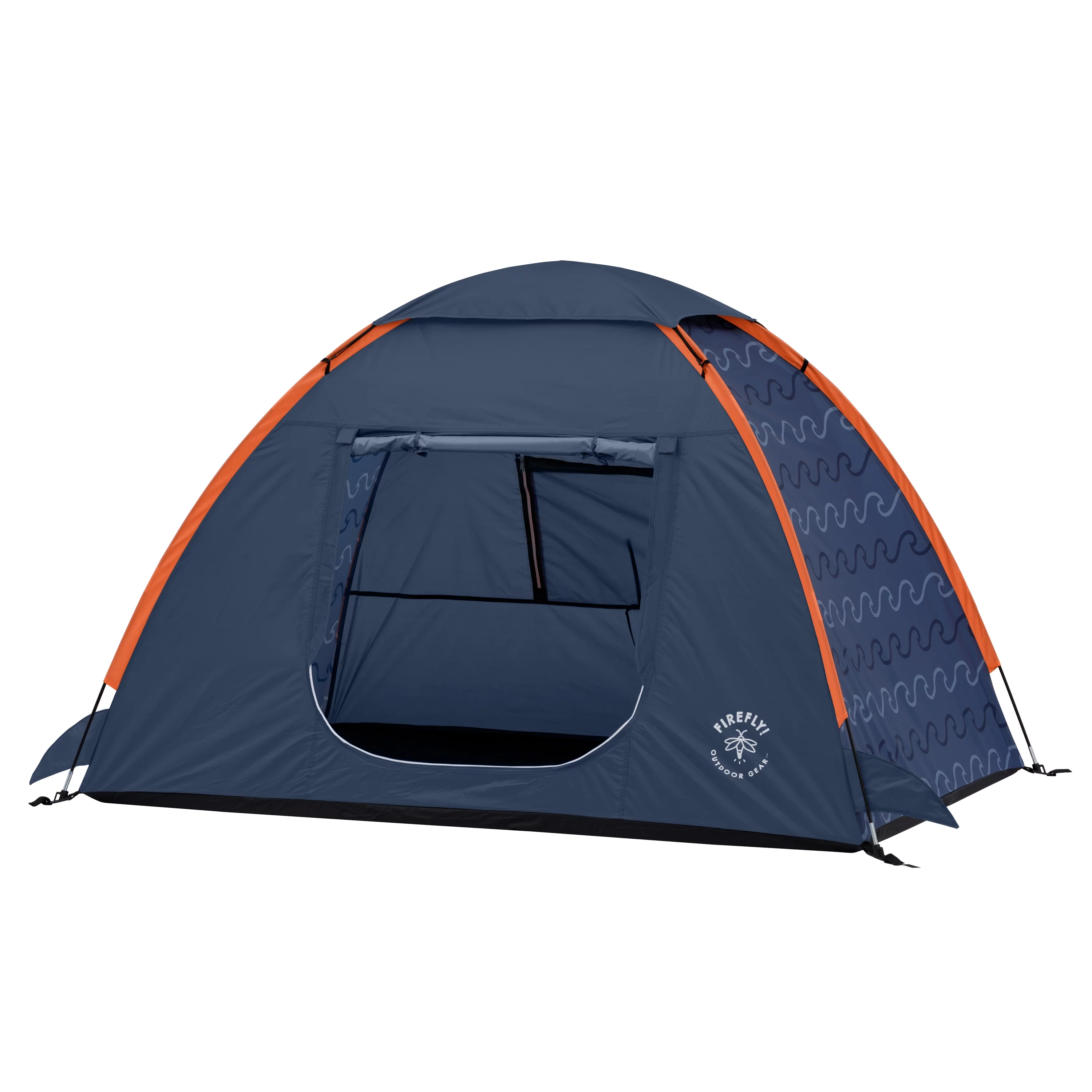 Firefly! Outdoor Gear Finn the Shark 2-Person Kid's Camping Tent - Navy/Orange/Gray Color, One Room - Womvr