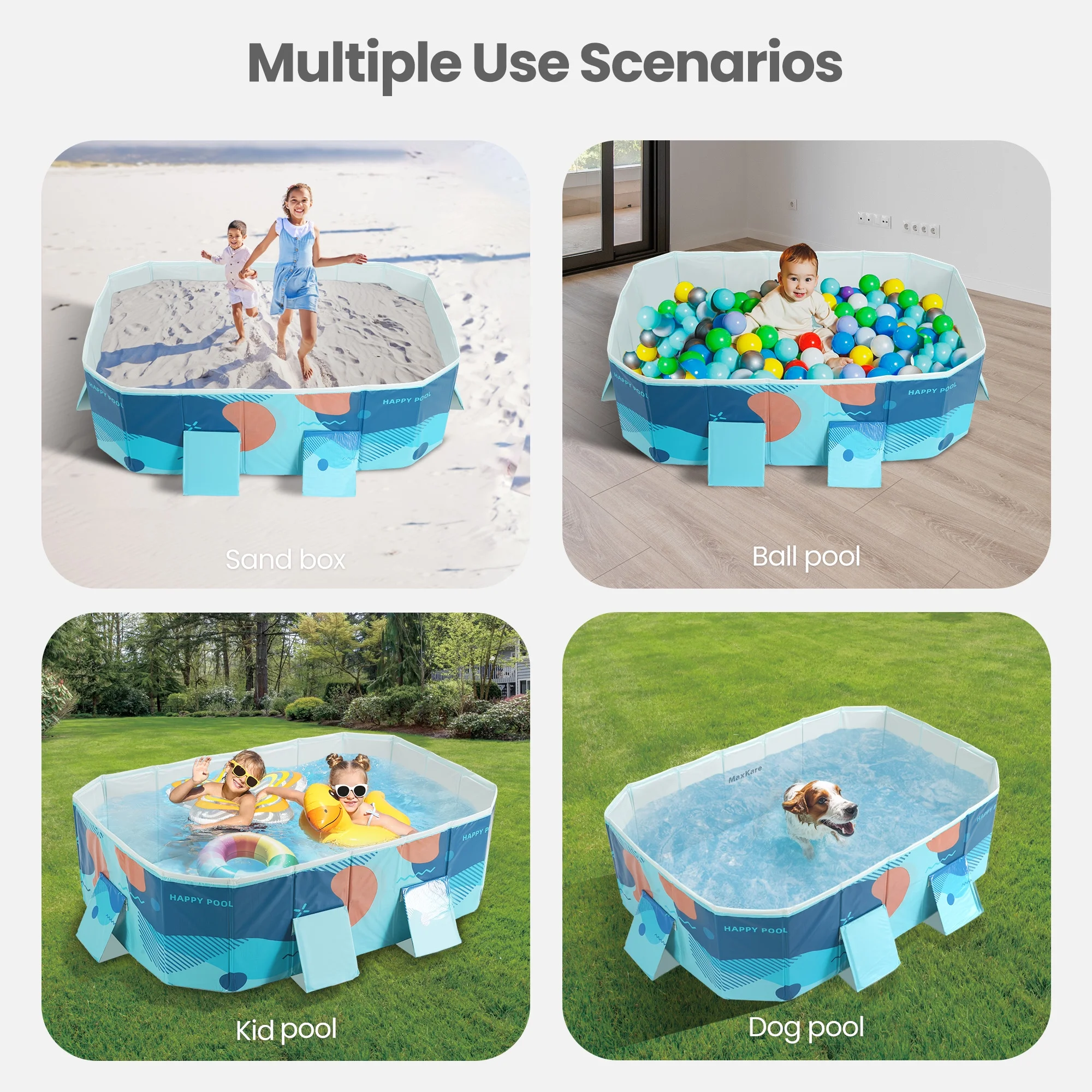 MaxKare Foldable Swimming Pool, Outdoor/Indoor Use for Family Kids & Pets, Inflatable-free, 73