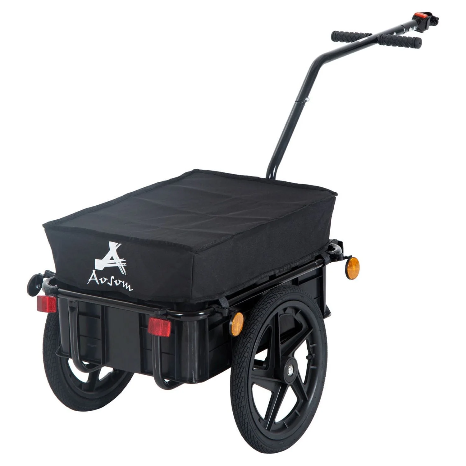 Aosom Double Wheel Internal Frame Enclosed Bicycle Cargo Trailer - Black - Womvr