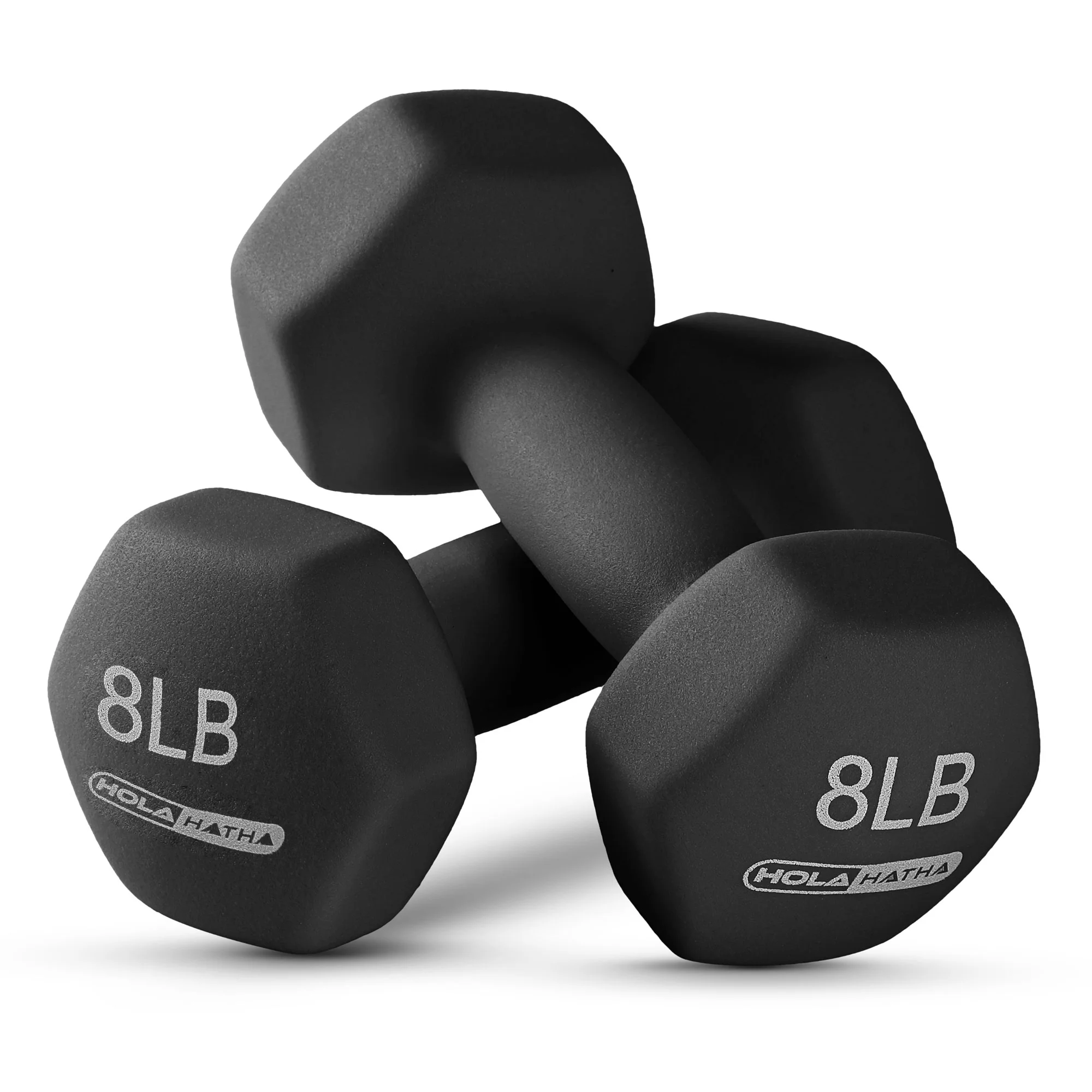 HolaHatha 3, 5, and 8 Pound Dumbbell Hand Weight Set with Storage Rack, Multi - Womvr