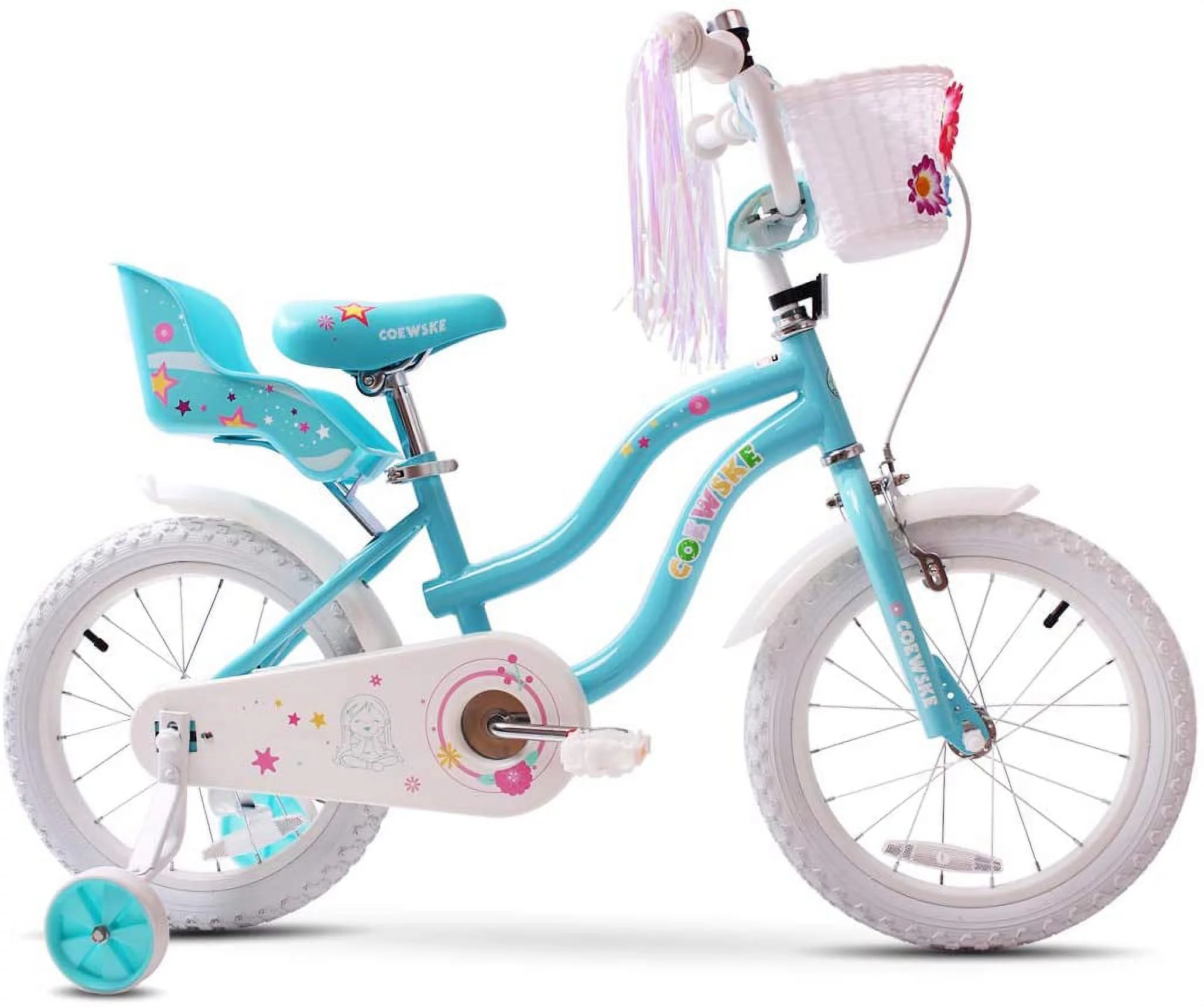 Coewske Princess Kids Bike 14 inch Boys Girls Bicycle with Training Wheels, Pink - Womvr