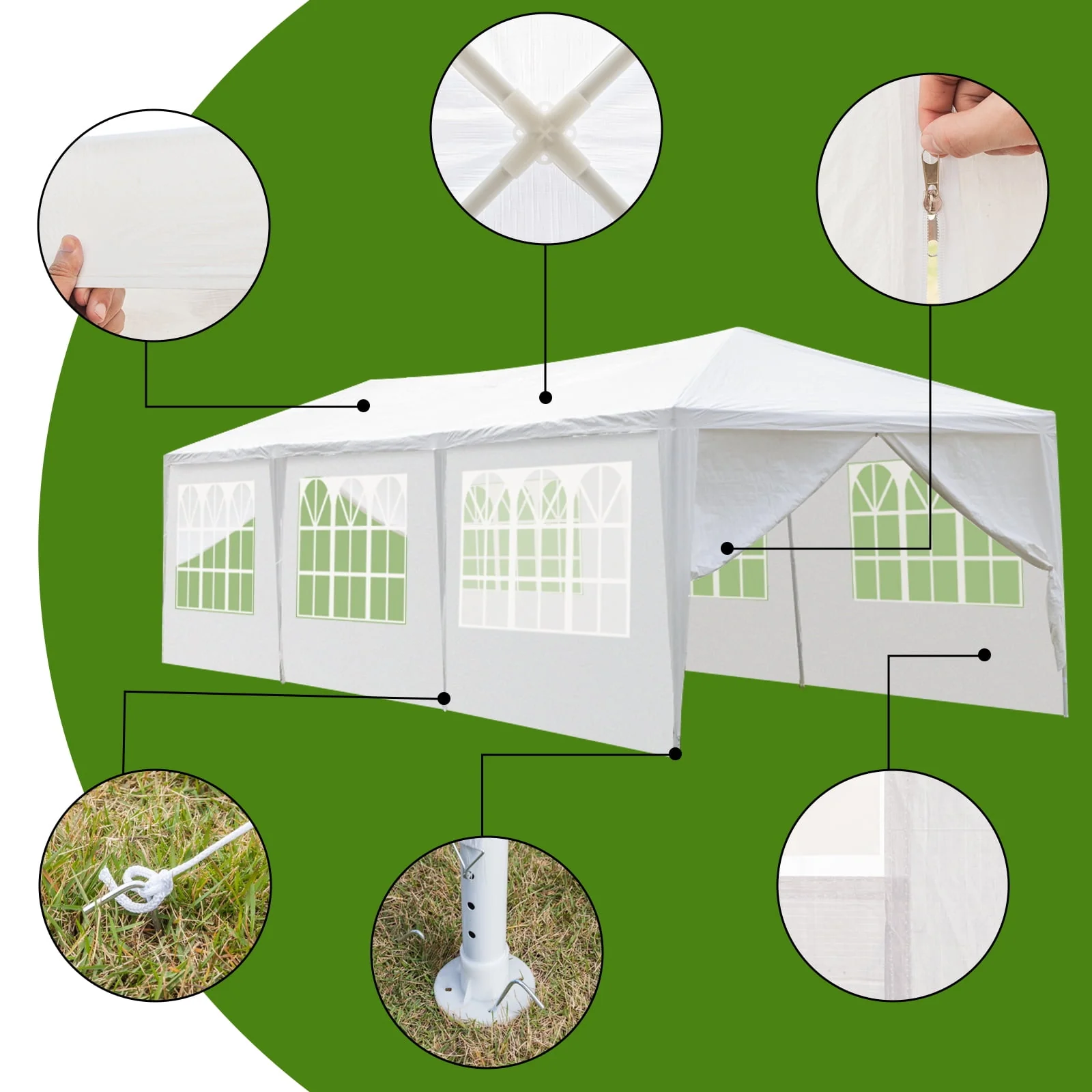 Ktaxon 10' X 30' Canopy Tent with 8 Side Walls for Party Wedding Camping and BBQ - Womvr