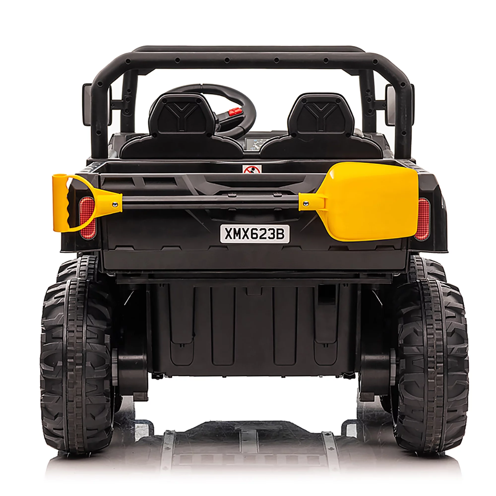 Joyracer 24V Ride on Toys, 2 Seater 6-Wheel UTV Car, 4WD Ride on Dump Truck for Big Kids with Trailer Remote Control, Black - Womvr