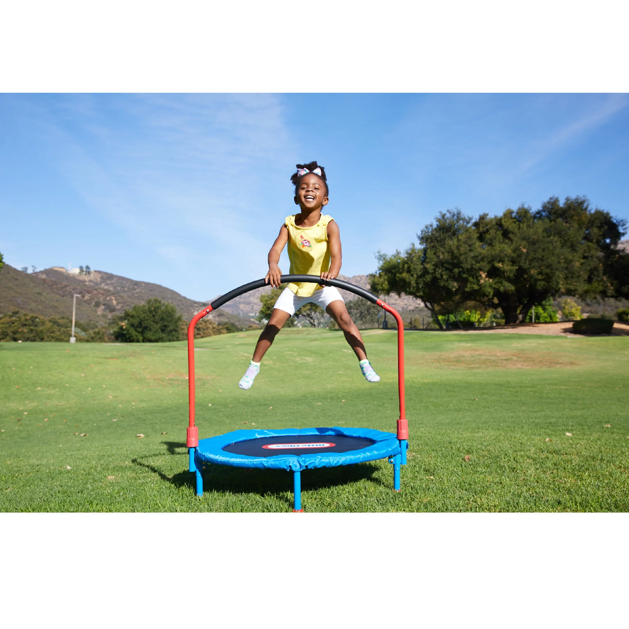 Little Tikes Easy Store 3-Foot Trampoline, with Hand Rail, Blue - Womvr