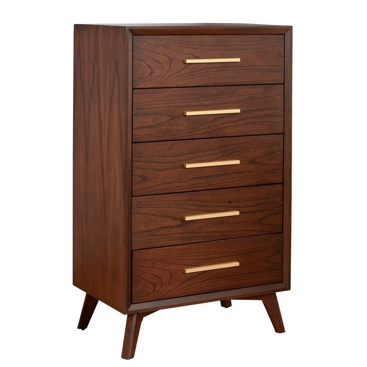 47 Inch Wooden Chest with 5 Drawers Brown- Saltoro Sherpi - Womvr