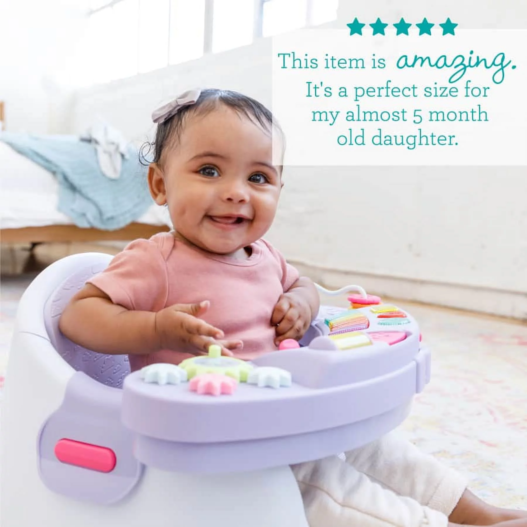 Infantino Music & Lights 3-in-1 Discovery Seat and Booster for Babies and Toddlers, Unisex, Teal - Womvr