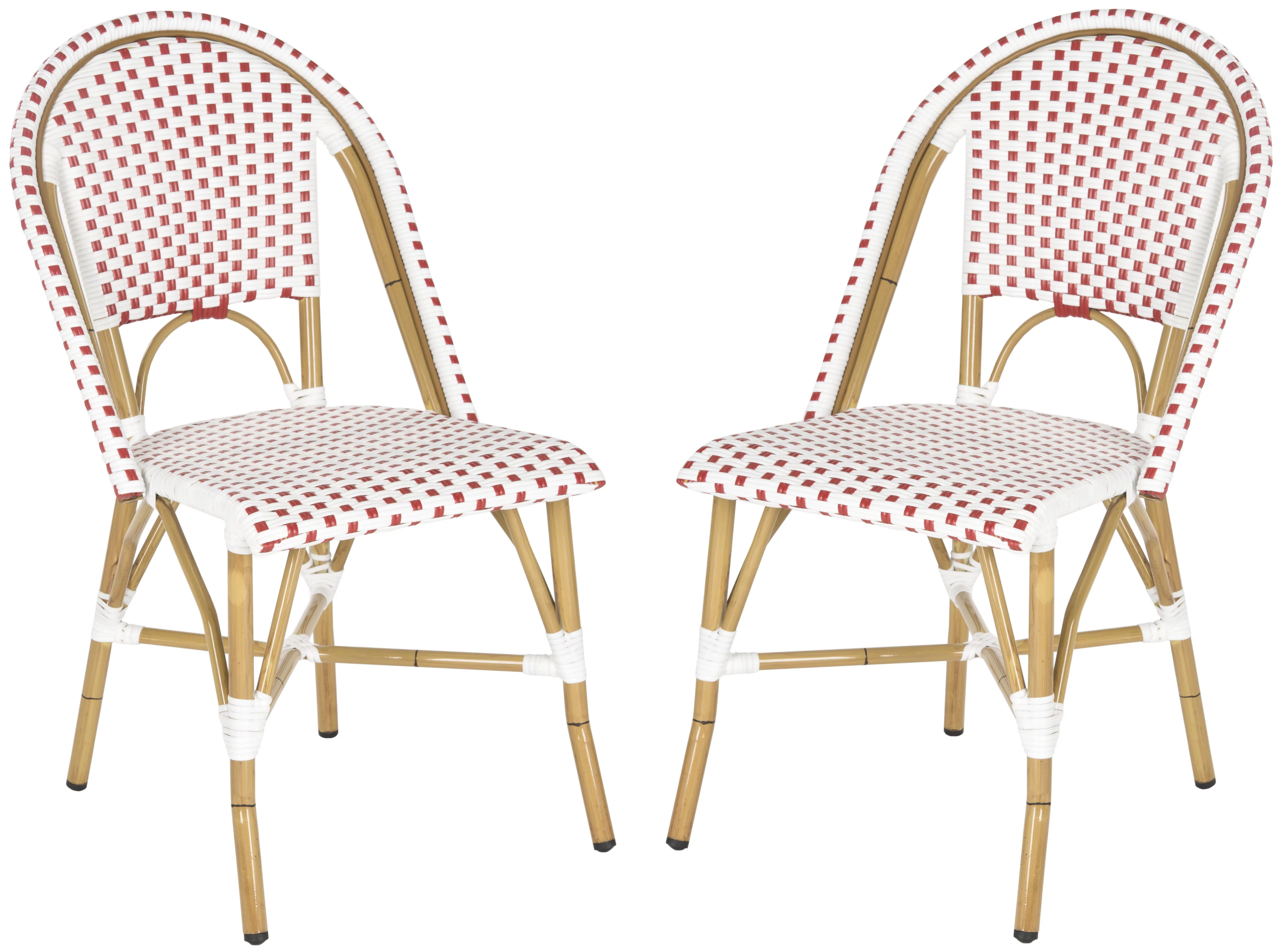 SAFAVIEH Salcha Outdoor French Bistro Side Chair, Blue/White, Set of 2 - Womvr