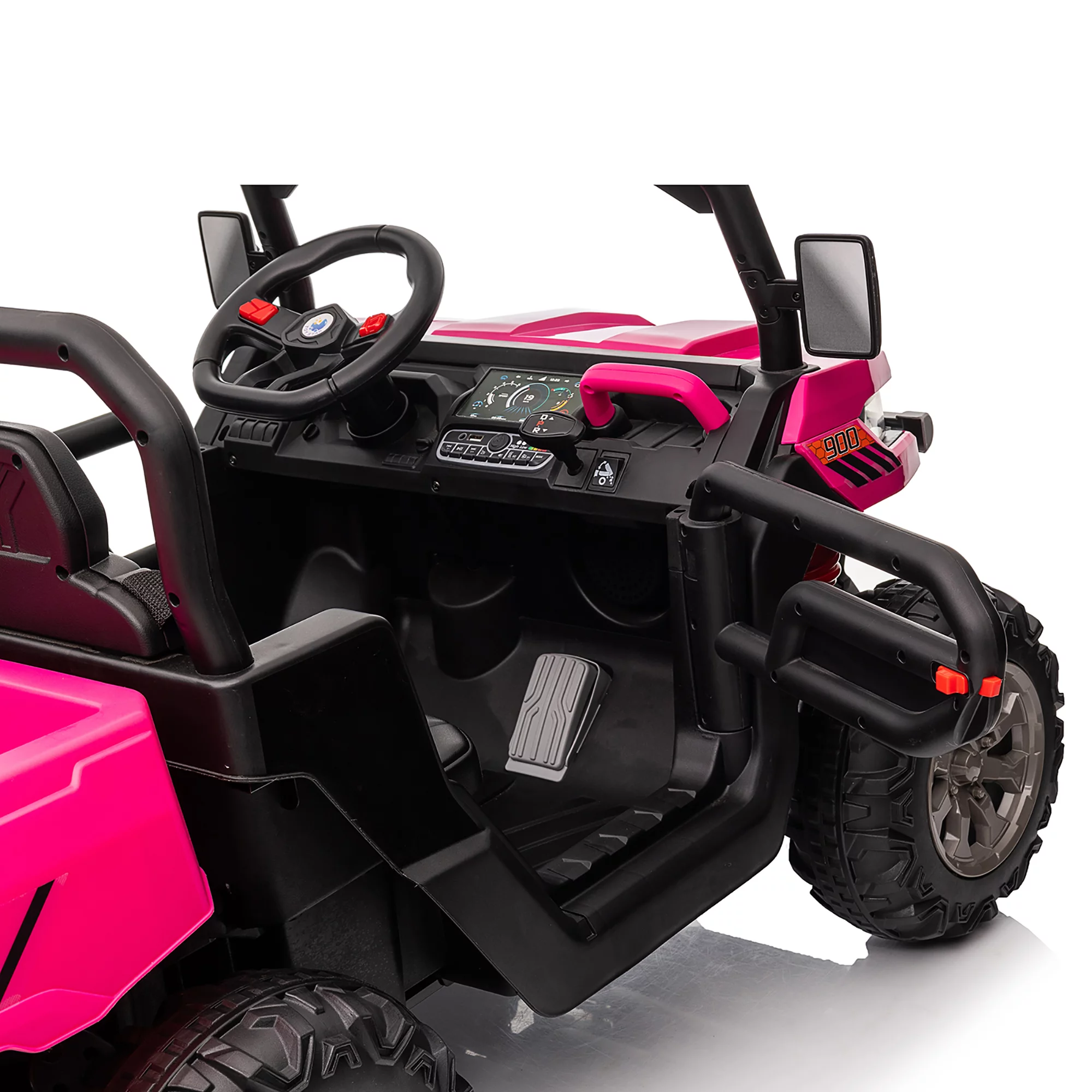 Joyracer 24V Ride on Toys, 2 Seater 6-Wheel UTV Car, 4WD Ride on Dump Truck for Big Kids with Trailer Remote Control, Black - Womvr