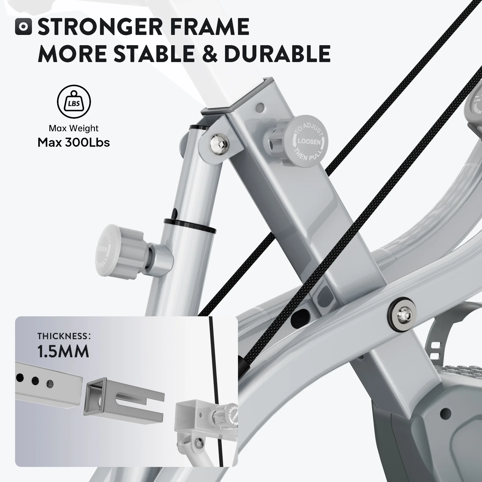 POOBOO 300 Lbs Magnetic Indoor Cycling Stationary Belt Drive Exercise Bike Home Cardio Workout - Womvr