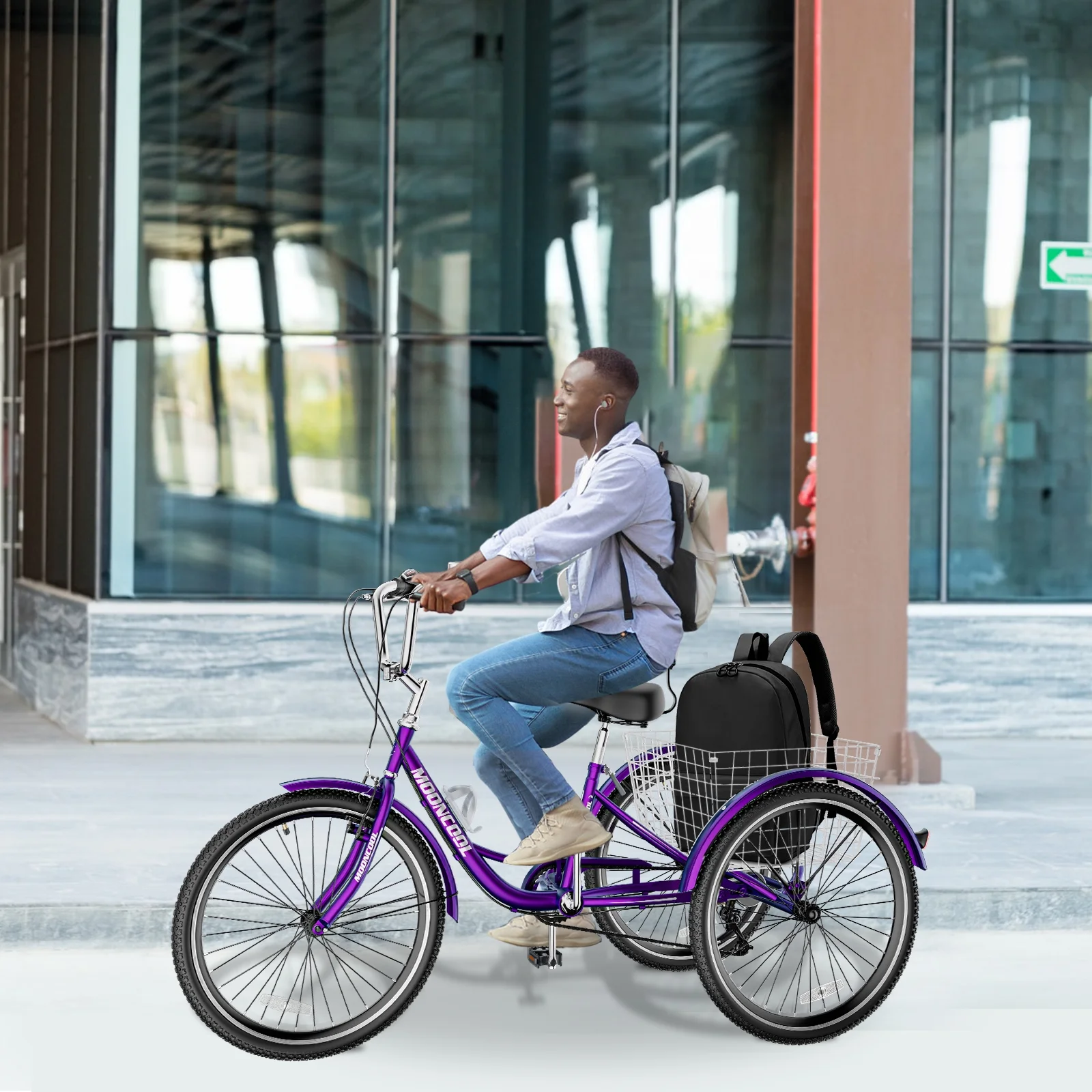 Lilypelle Adult Tricycles 7 Speed 20/24/26 Inch Three Wheel Bike Cruiser Trike with Low-Step Through Frame/Large Basket for Men, Women, Seniors - Womvr