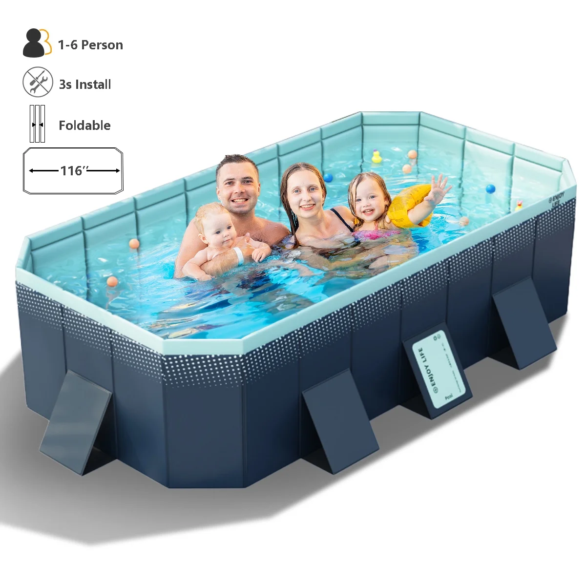 MONEHANE Foldable Swimming Pool, Indoor Outdoor Above Ground Pools,Non-Inflatable Extra Large Family Pools for Kids and Adults (82