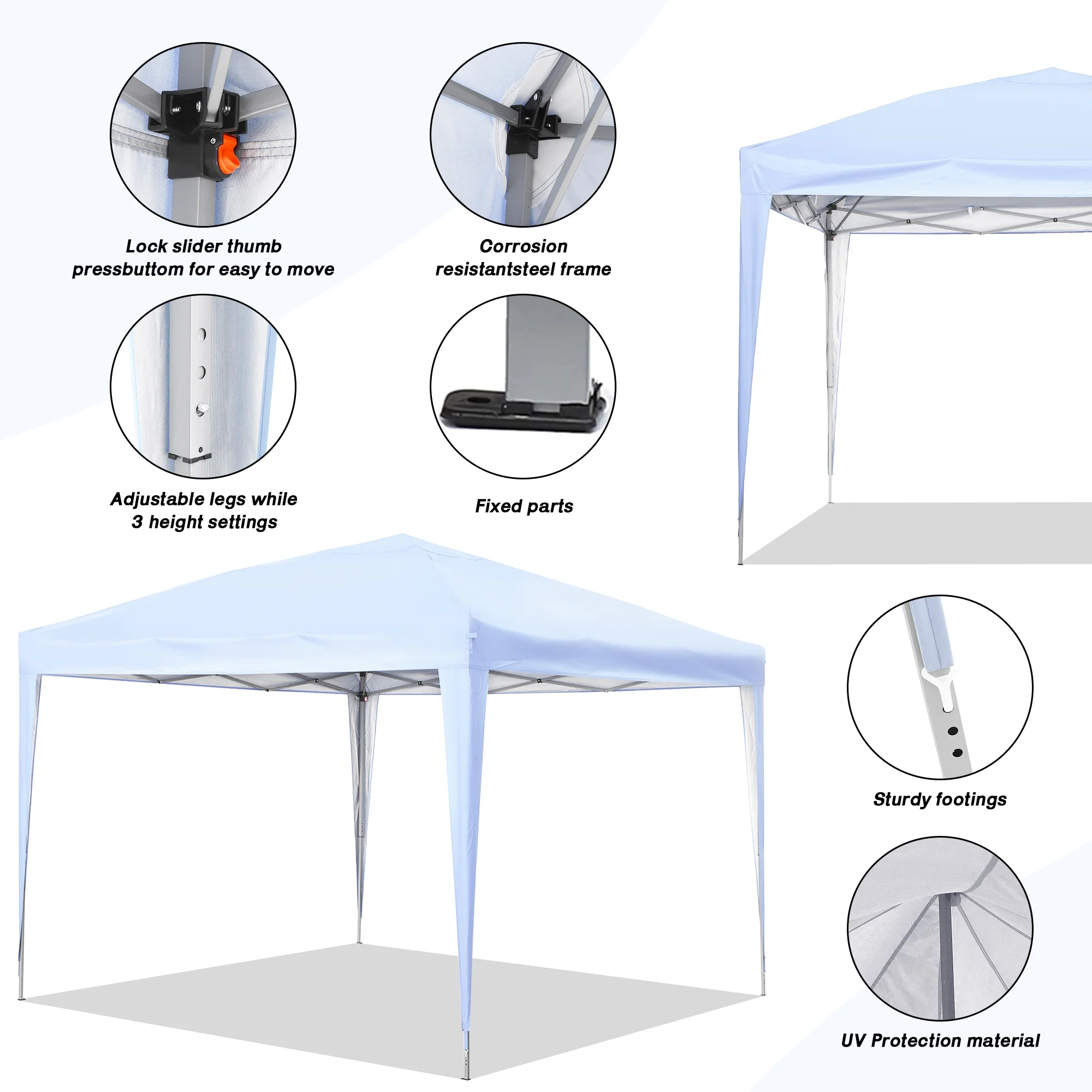 Outdoor Basics 10 ft x 10 ft Pop Up Canopy Tent with Carry Bag, Shade Canopy, Great for Picnic, Yard, Beach, Park, Camping, White - Womvr