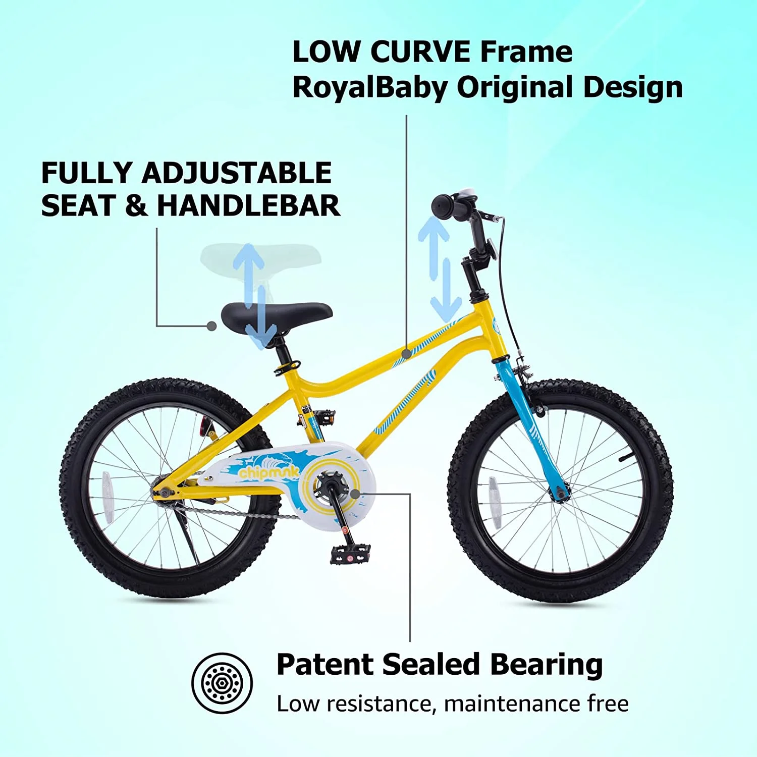 RoyalBaby Chipmunk Kids Bike Boys Girls 18 Inch Bicycle with Kickstand Blue - Womvr