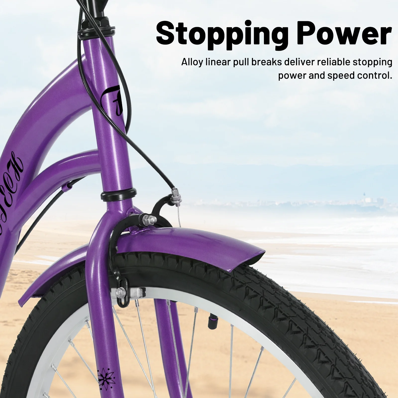 FIXTECH 7 Speed Foldable Comfort Cruiser Bike, 26 inch with Basket for Women and Girls, White - Womvr