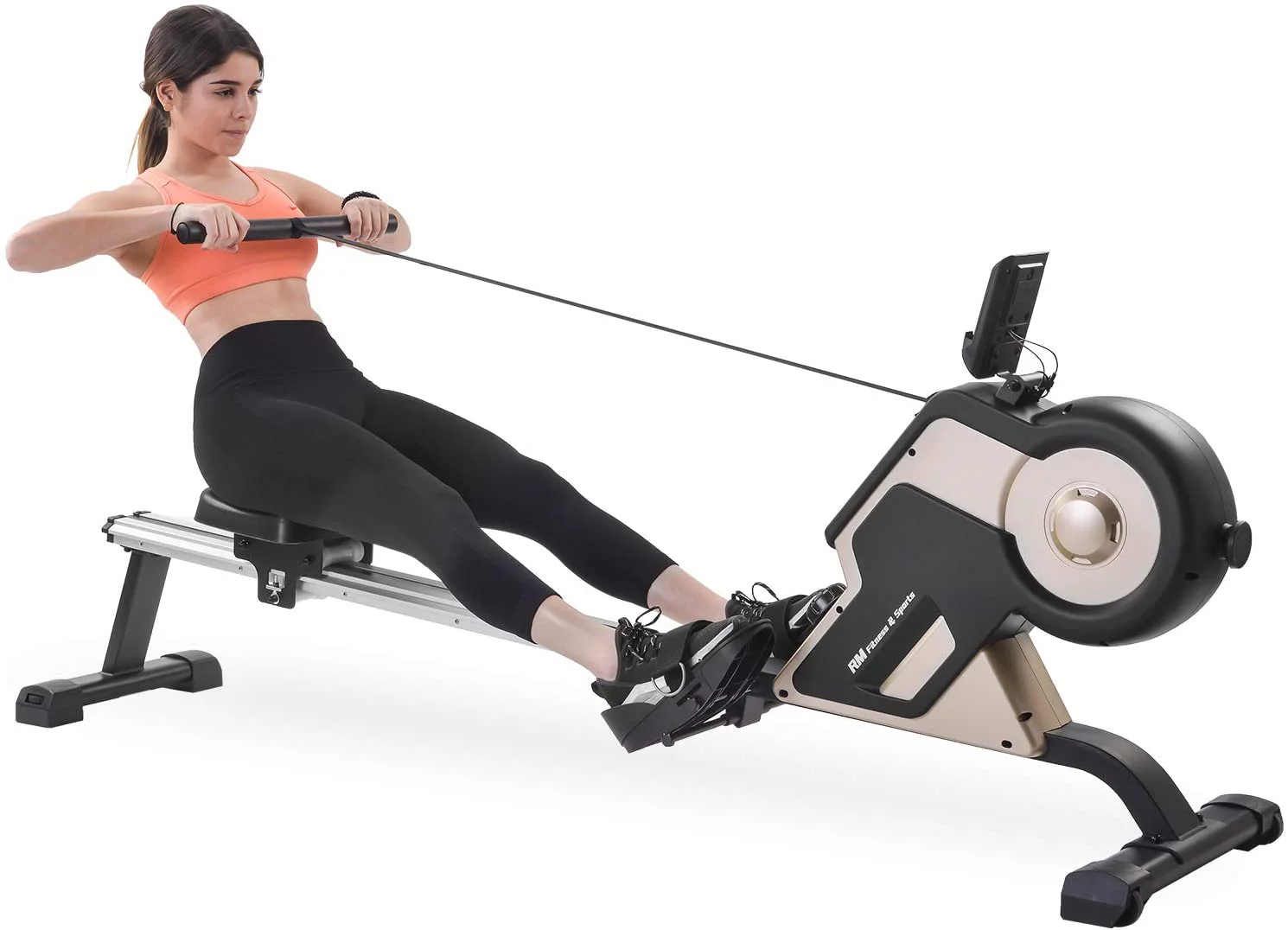 Fitness Rowing Machine Rower Ergometer, with 12 Levels of Adjustable Resistance, Digital Monitor - Womvr