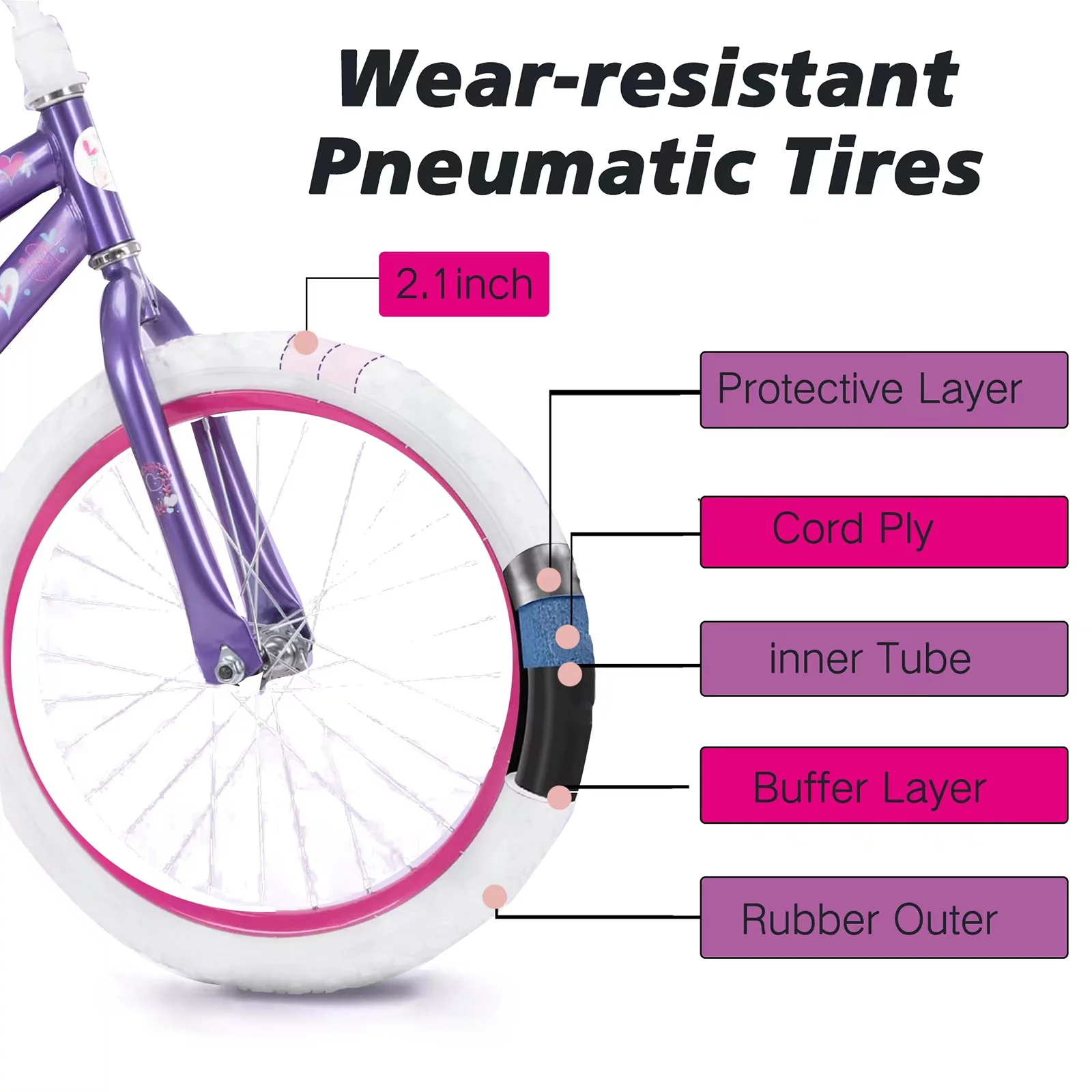 Vebreda 18 in. Kids Bike with Training Wheels for Girls Ages 6-12 Years Child - Womvr